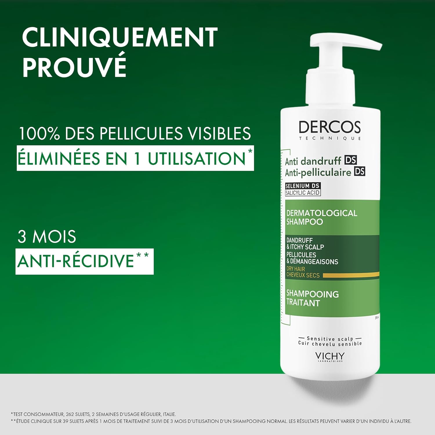 Detalle de Vichy Dercos Shampooing Anti-Pelliculaire DS – Pour cheveux secs, Pellicules et Démangeaisons