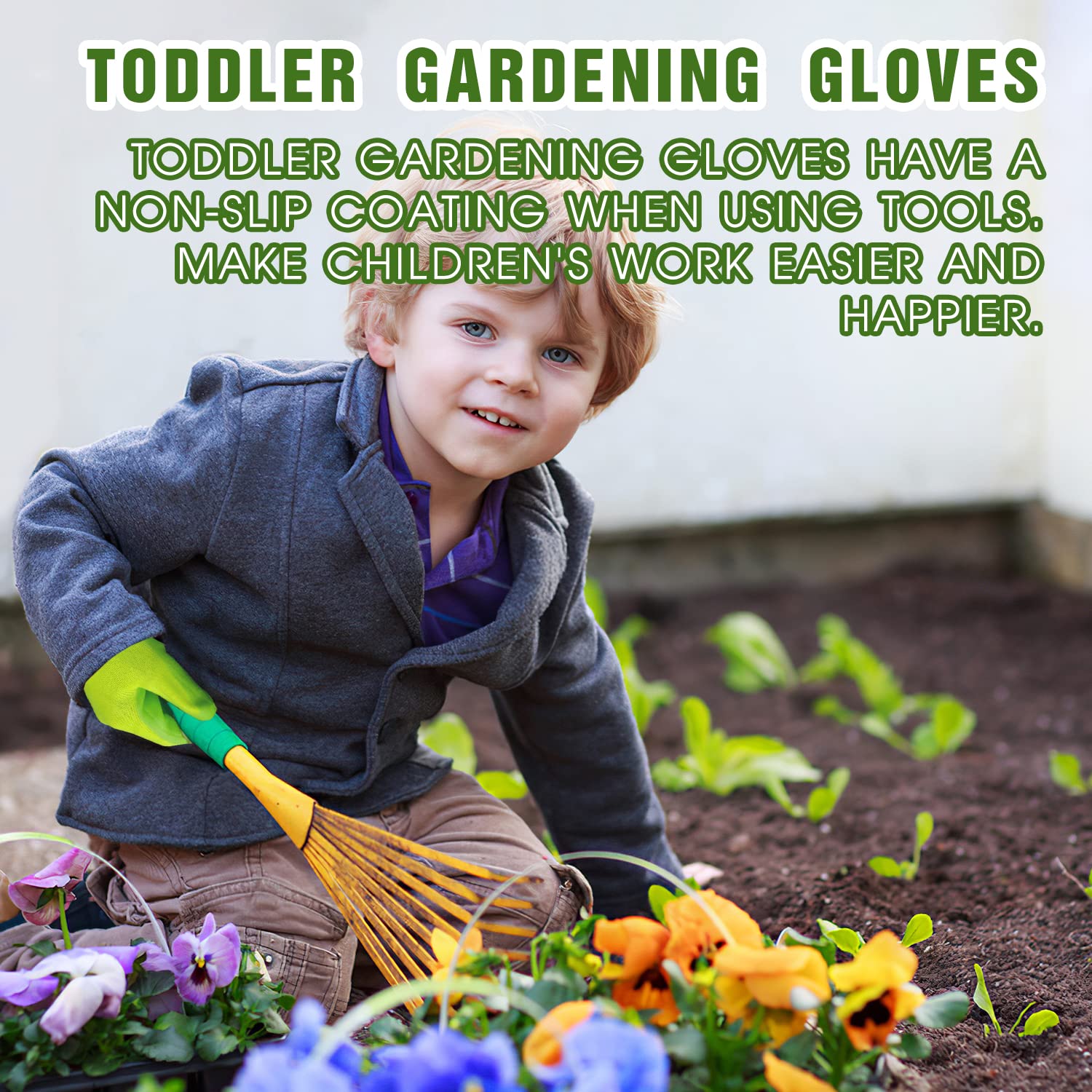 Thumbnail 4 de HANDLANDY kids gardening gloves (3 pairs) with nitrile coating, elastic wrist and breathable knit lining, Size M (age 5–6)