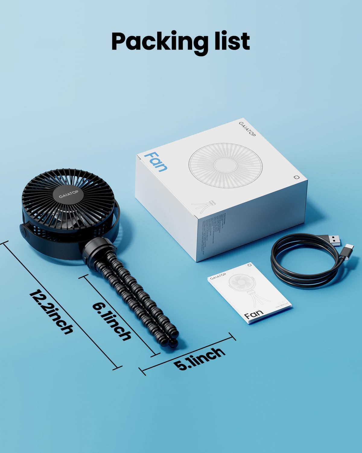 Thumbnail 6 de gaiatop Mini Portable Pram Fan Rechargeable 3-speed fan 🌬