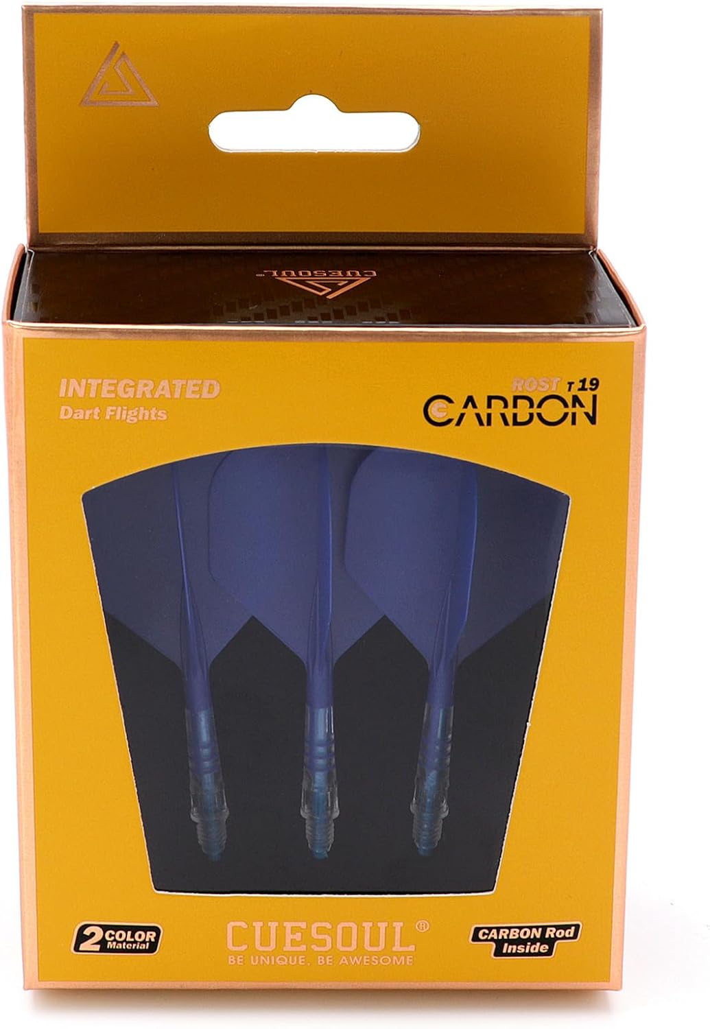 Detalle de CUESOUL ROST T19 carbon integrated dart shaft set (3) with red big standard flights