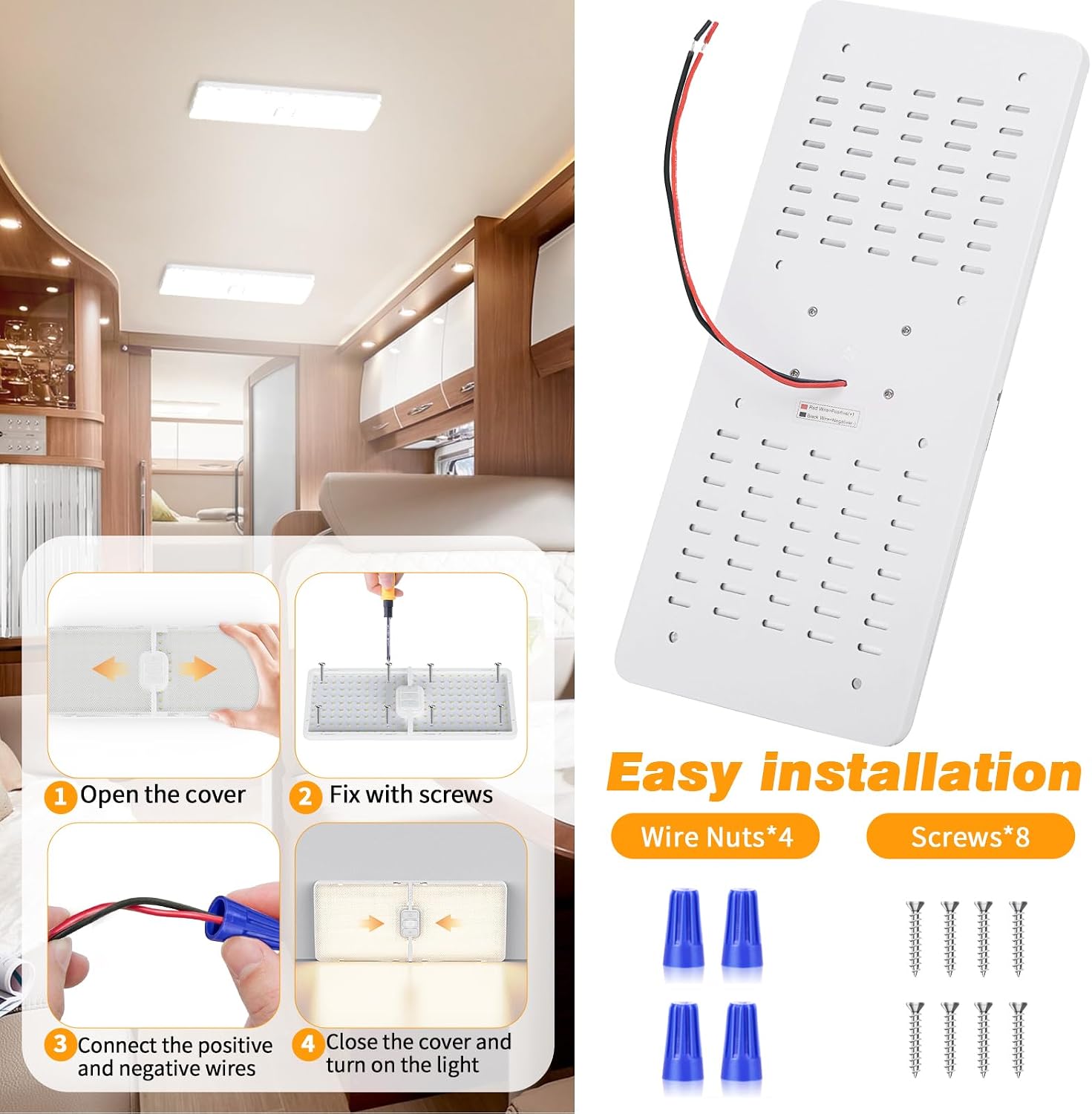 Thumbnail 6 de Kriogor 12V Campervan Ceiling Lights with Switch – 192 LED, 1800 Lumen, 3 Colour Modes, Dimmable Interior Lighting