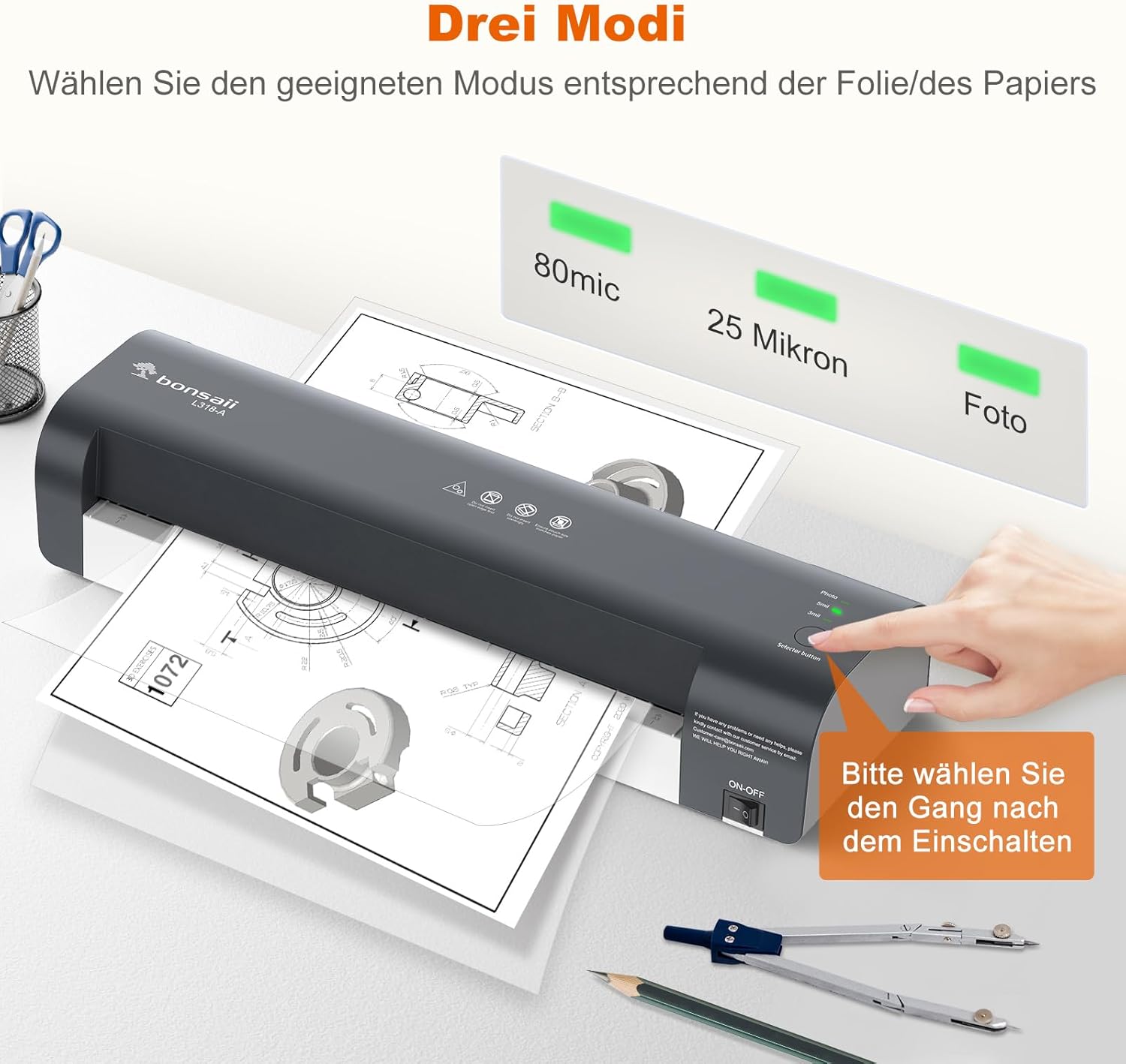 Thumbnail 4 de Bonsaii A3 Laminiergerät L318-A – staufreie Technologie im 5-in-1 Set mit 10 Folien