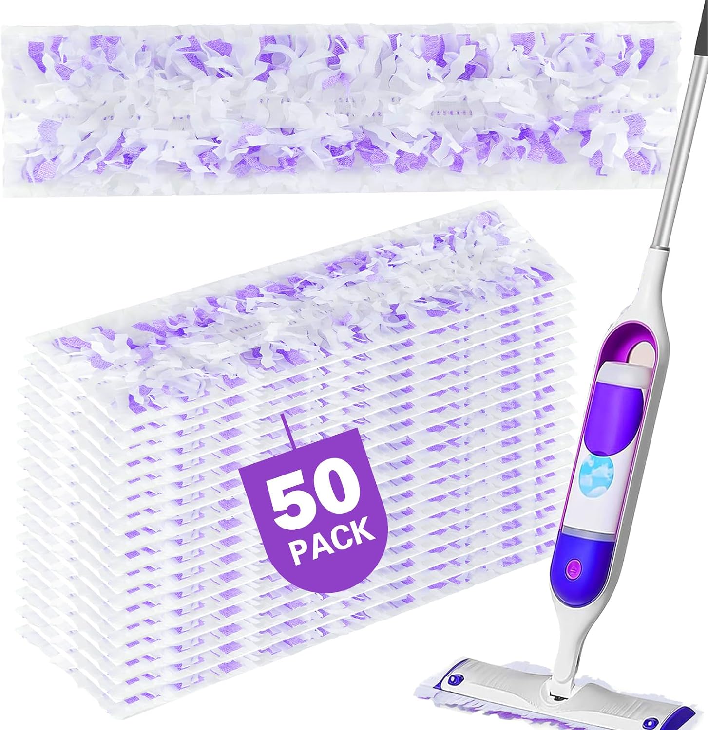 Detalle de SVPSNUMSI Disposable Power Mop Pads, 50 Count, 10-Layer Refills