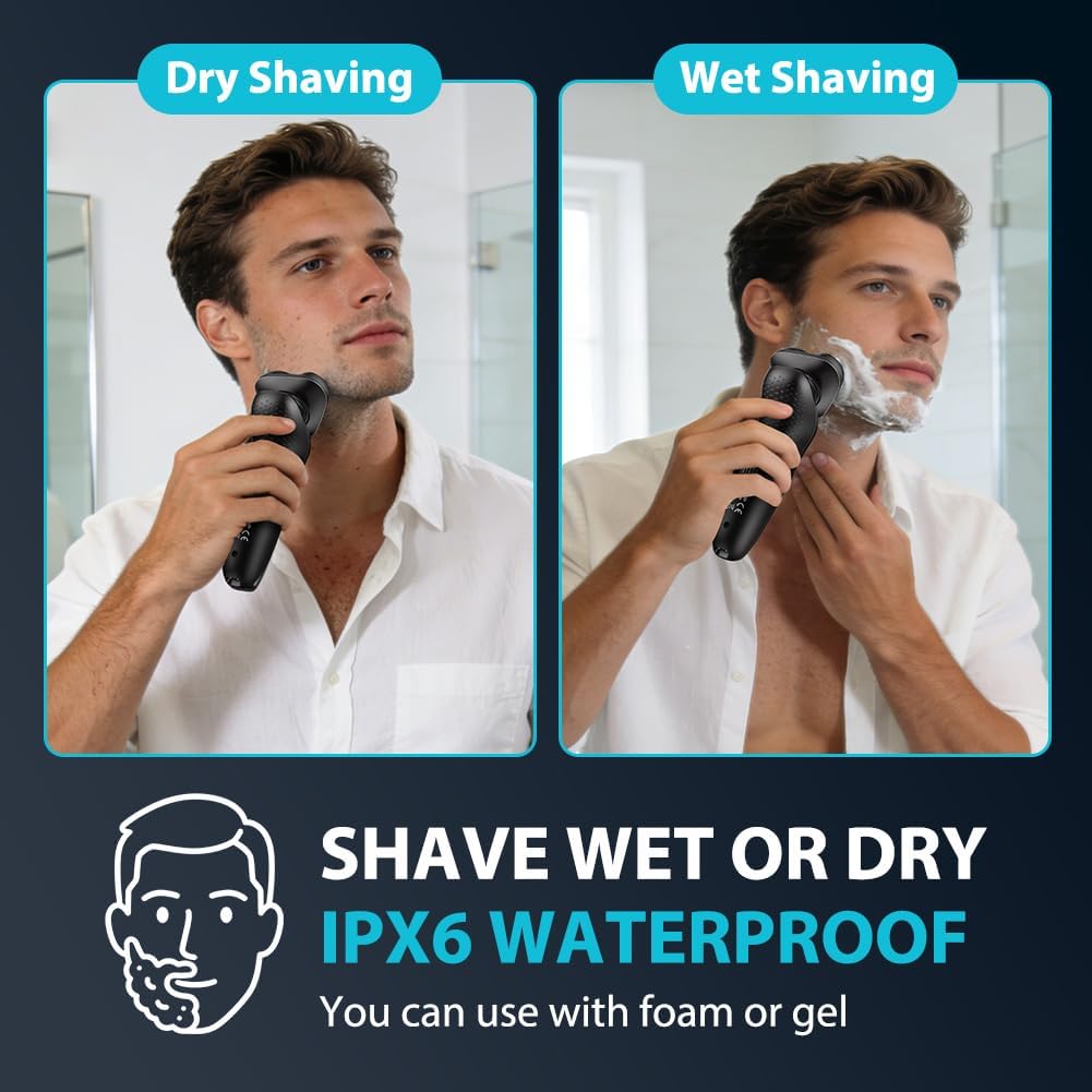 Thumbnail 6 de Aolso Rasoio Elettrico Barba 3 in 1: rasatura precisa con testina flottante 4D, IPX6 e uso Wet & Dry
