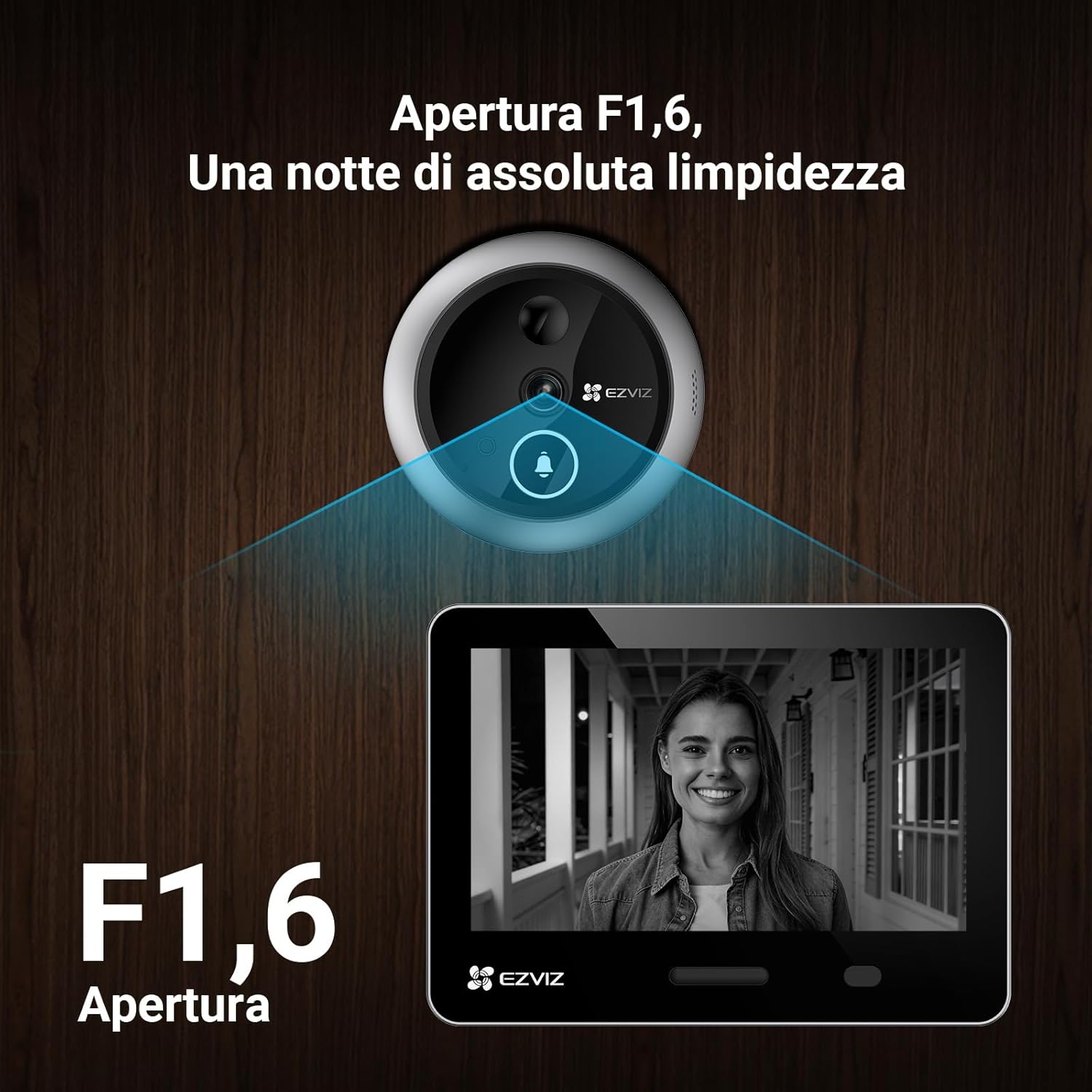 Detalle de EZVIZ EP4 Spioncino Digitale WiFi 4K con Schermo Touch da 5,5" – Batteria 7100 mAh, AI, Audio Bidirezionale