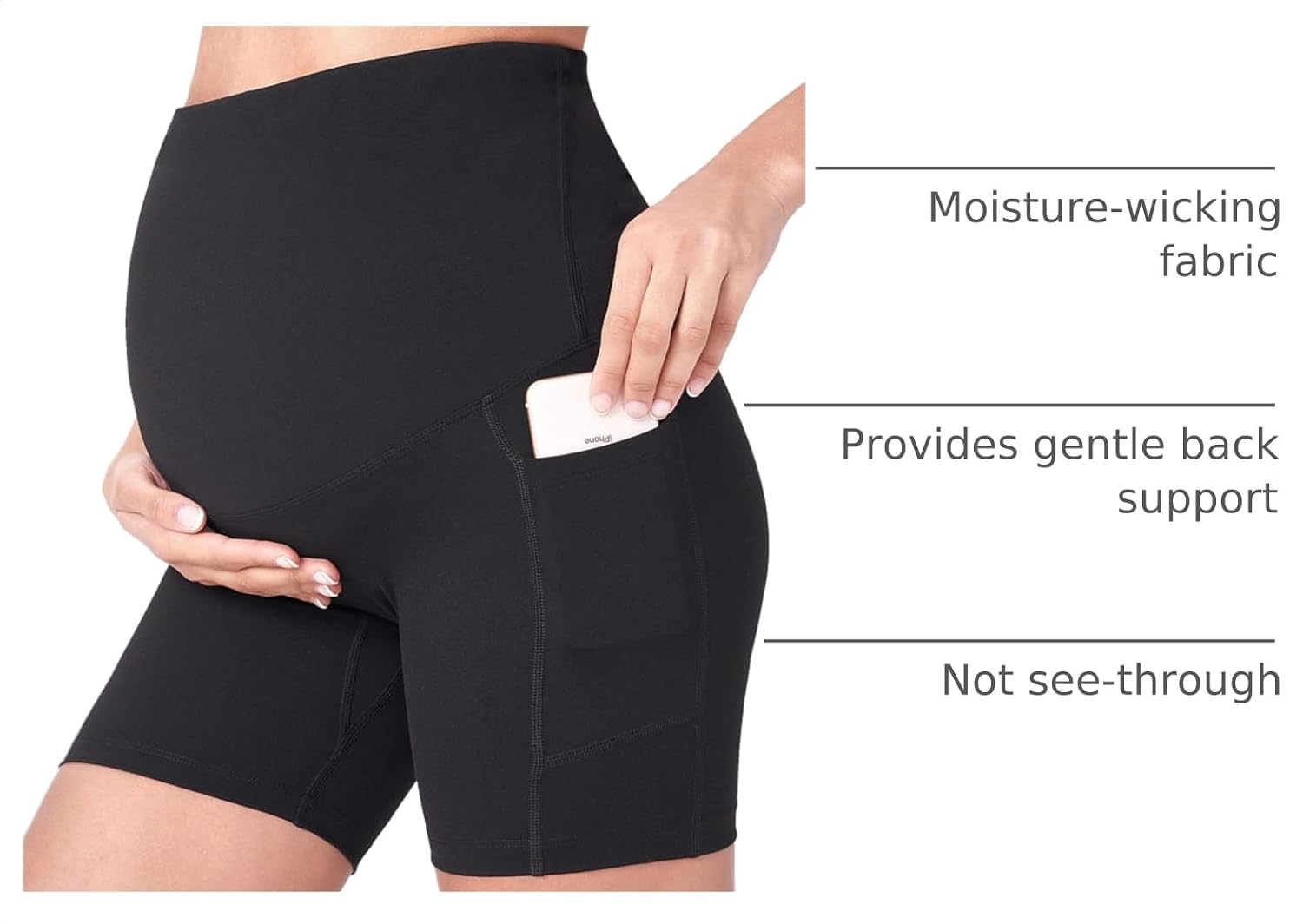 Detalle de POSHDIVAH Women's Maternity Yoga Shorts Over The Belly Bump (5"/8") with Pockets