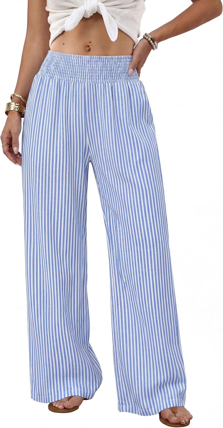 Detalle 2 de SAMPEEL High-Waisted Wide-Leg Palazzo Pants with Pockets