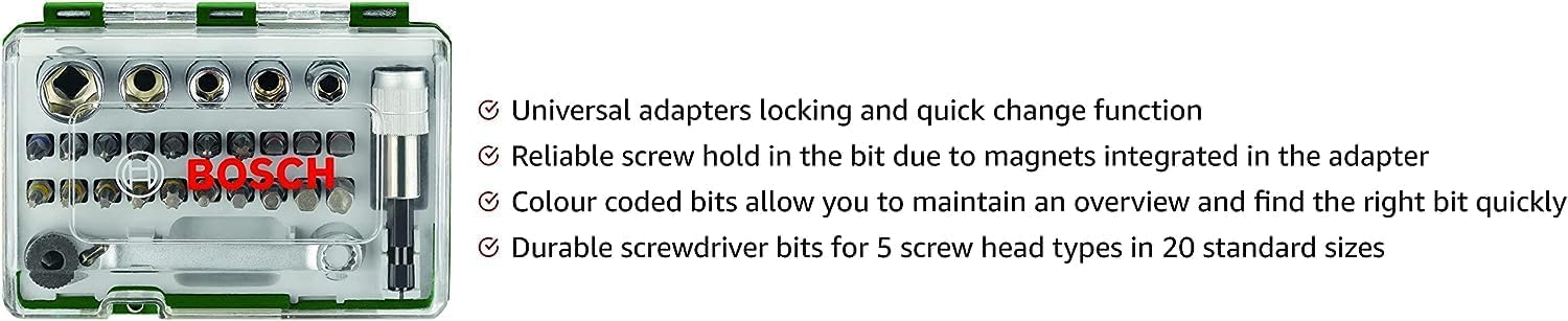 Thumbnail 1 de Bosch 27pc Screwdriver Bit and Ratchet Set with Ratchet, Magnetic Adapter and Coloured Bits