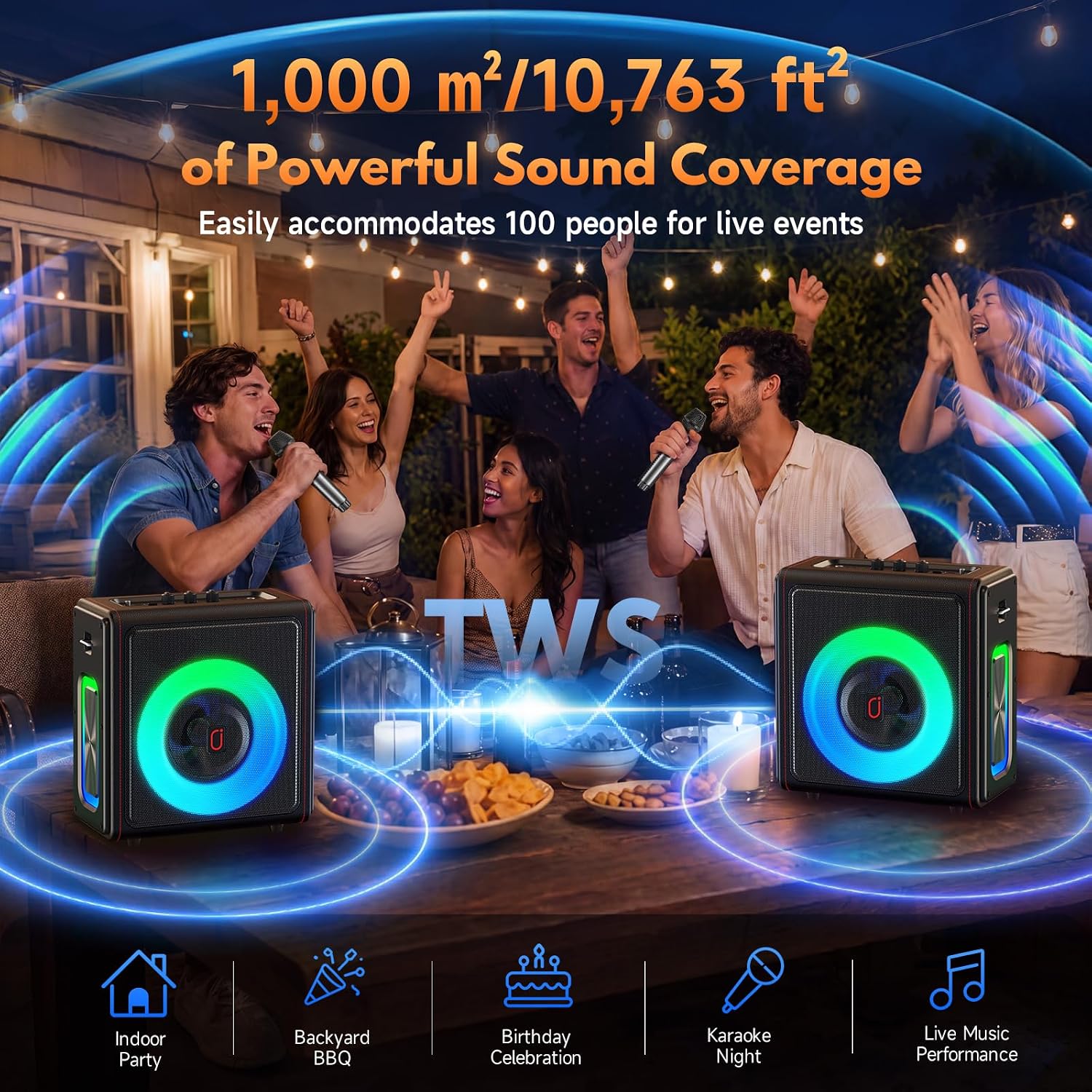 Thumbnail 4 de PPMIC MS75 Karaoke Machine for Adults with 2 Wireless Microphones