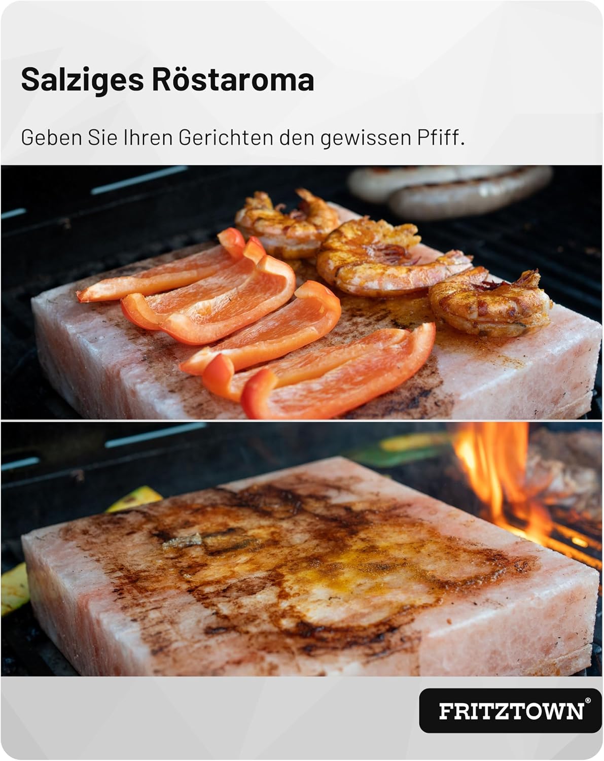 Thumbnail 3 de FRITZTOWN Deluxe Grill-Salzstein 2er-Set 20×10×2,5 cm – Feiner Geschmack durch Kristallsalz