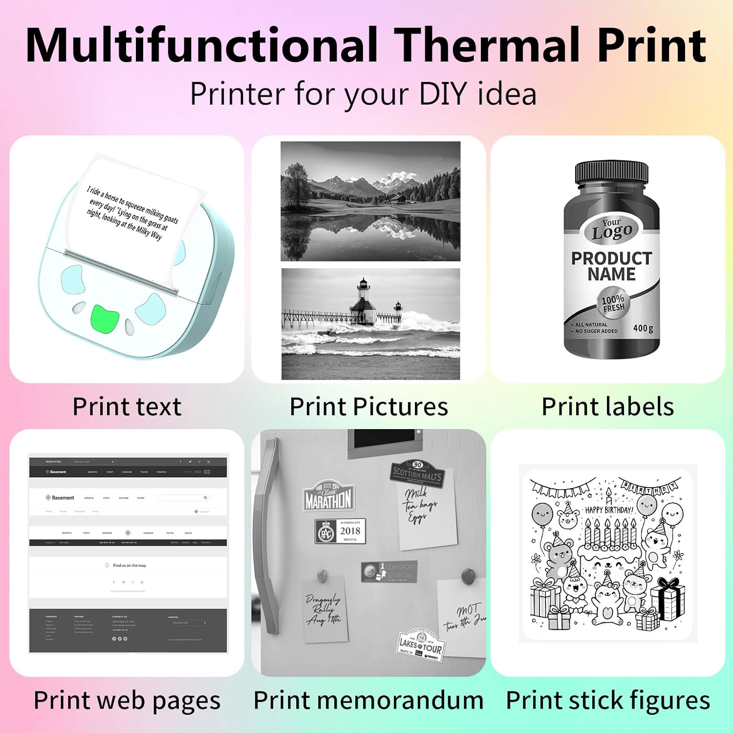 Thumbnail 4 de Zhwidnerso Mini Thermal Printer with 3 Rolls Paper – Bluetooth pocket sticker printer for Android & iOS