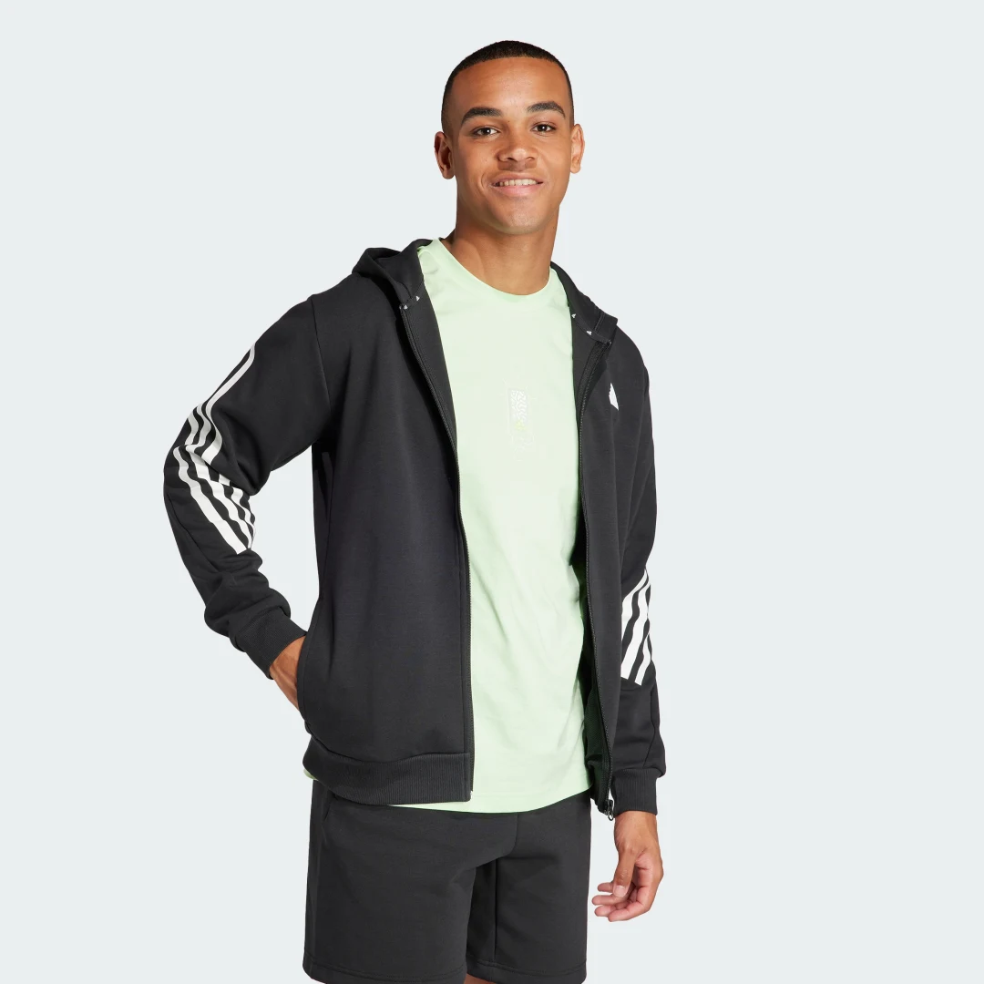 Thumbnail 2 de Chaqueta con capucha Future Icons 3 bandas de Adidas (negra)