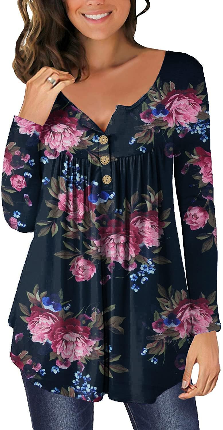 Thumbnail 4 de Ranphee Damen-Tunika-Shirt mit V-Ausschnitt und Knopfleiste