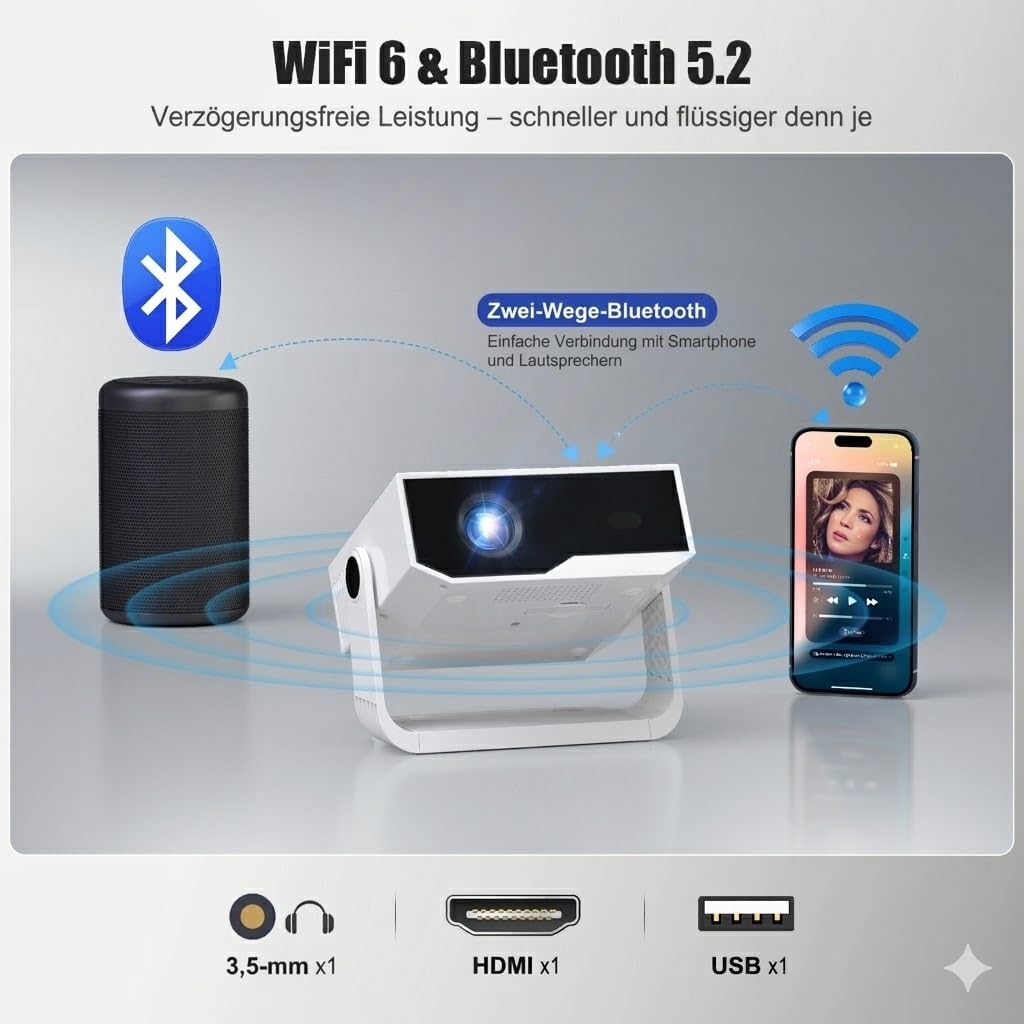 Thumbnail 4 de ZDK Neuer Smart Beamer mit Android 14, WLAN & Bluetooth und 4K-Decoding-Unterstützung