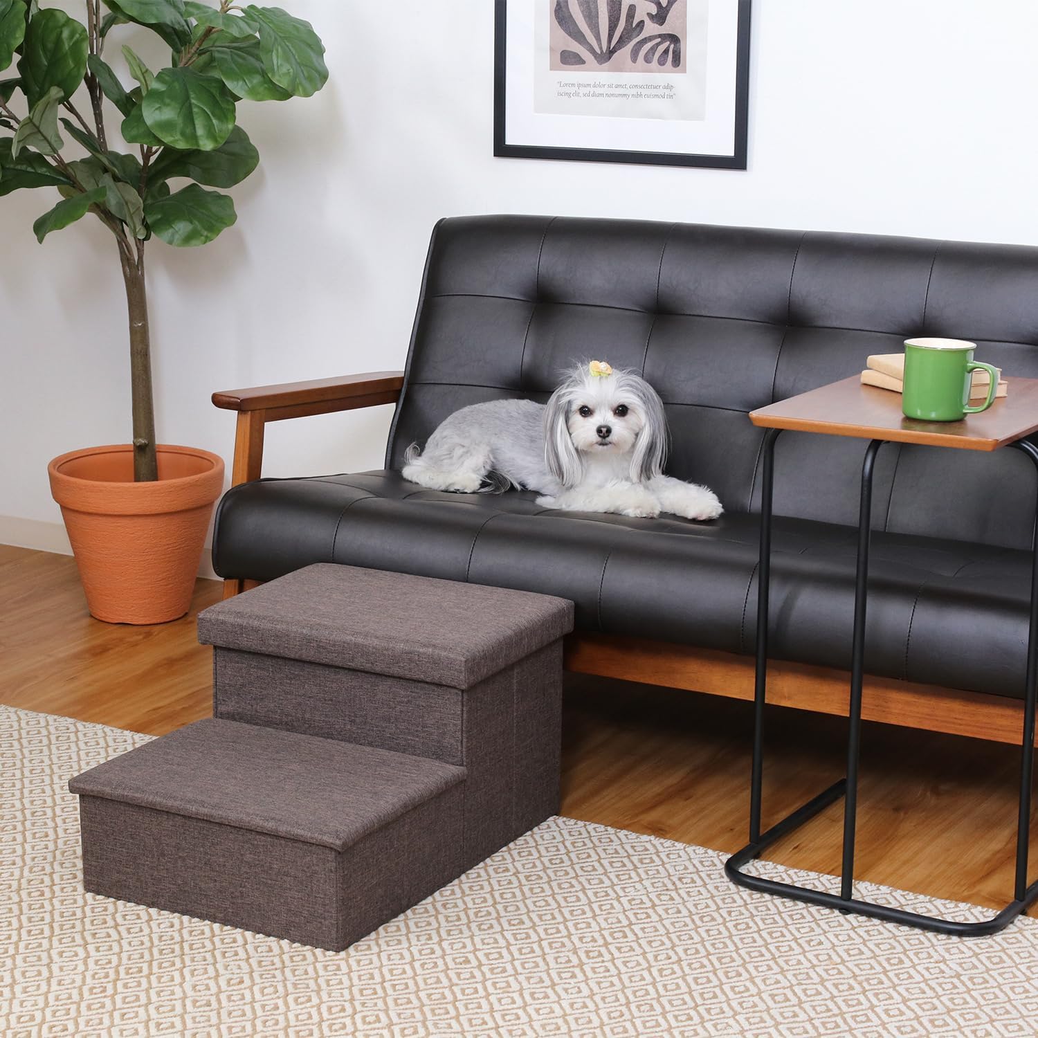 Detalle 2 de 不二貿易 53723 収納付きペットステップ 2段 幅59×奥行40×高さ30cm チャコール