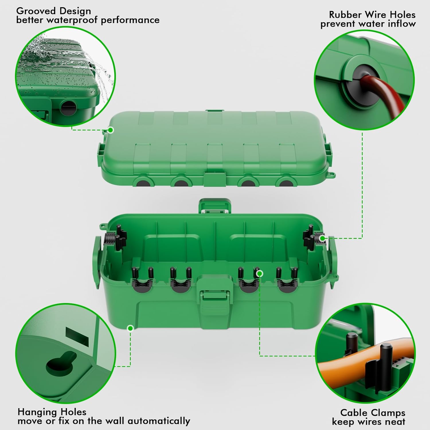 Detalle de Restmo 2-Piece Outdoor Waterproof Electrical Box Set (IP54) with Medium Inner for Outlet, Plug & Power Strip