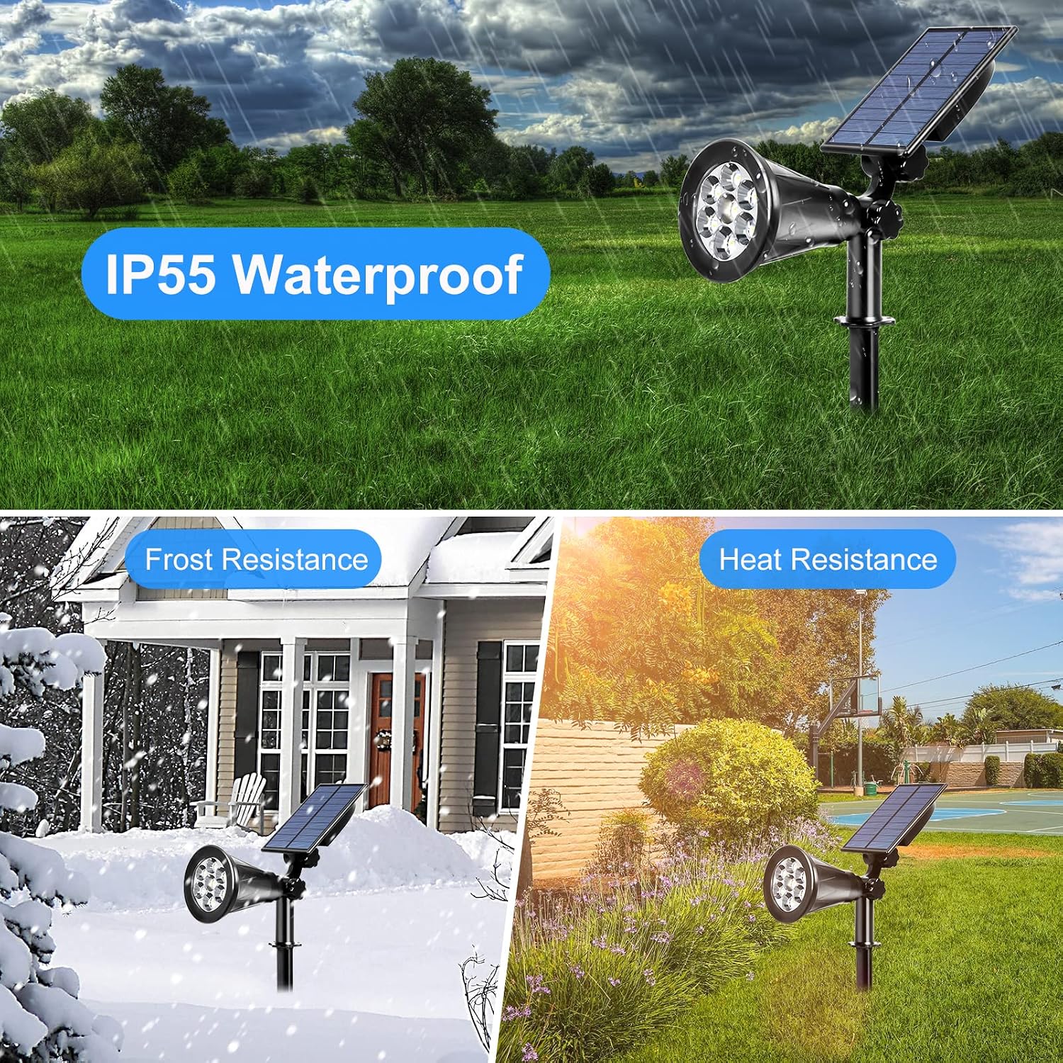 Thumbnail 4 de T-SUNUS Solar Garden Spotlight 7 LED Colour Change (2 Pack) – Adjustable, Auto On/Off, IP55