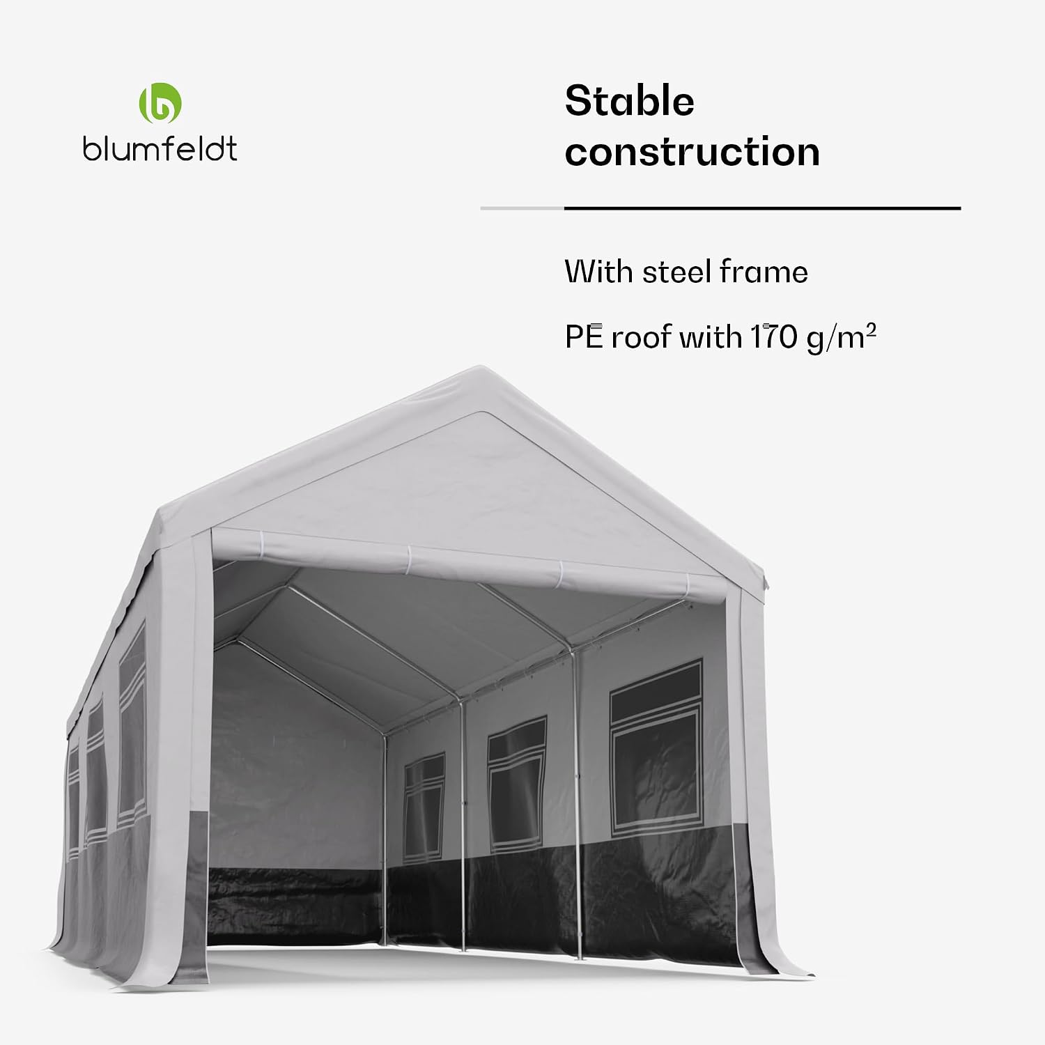 Detalle de blumfeldt Party Haven 6 x 3 m marquee with steel frame and side walls