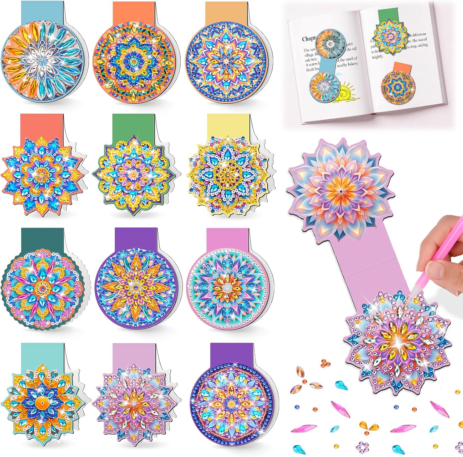 Detalle de Arts and Crafts for Kids 5-12 Year Old: Diamond Art Magnetic Bookmarks Kit