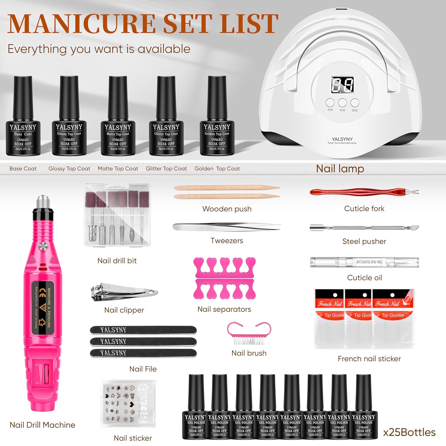 Thumbnail 5 de YALSYNY 25-Color Gel Nail Polish Kit with 180W UV LED Lamp and Drill