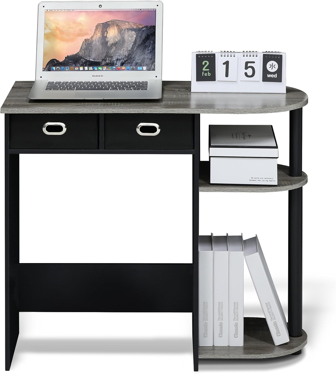 Thumbnail 3 de Furinno Go Green Home laptop desk in French oak/black (80 x 72.4 x 39.6 cm)