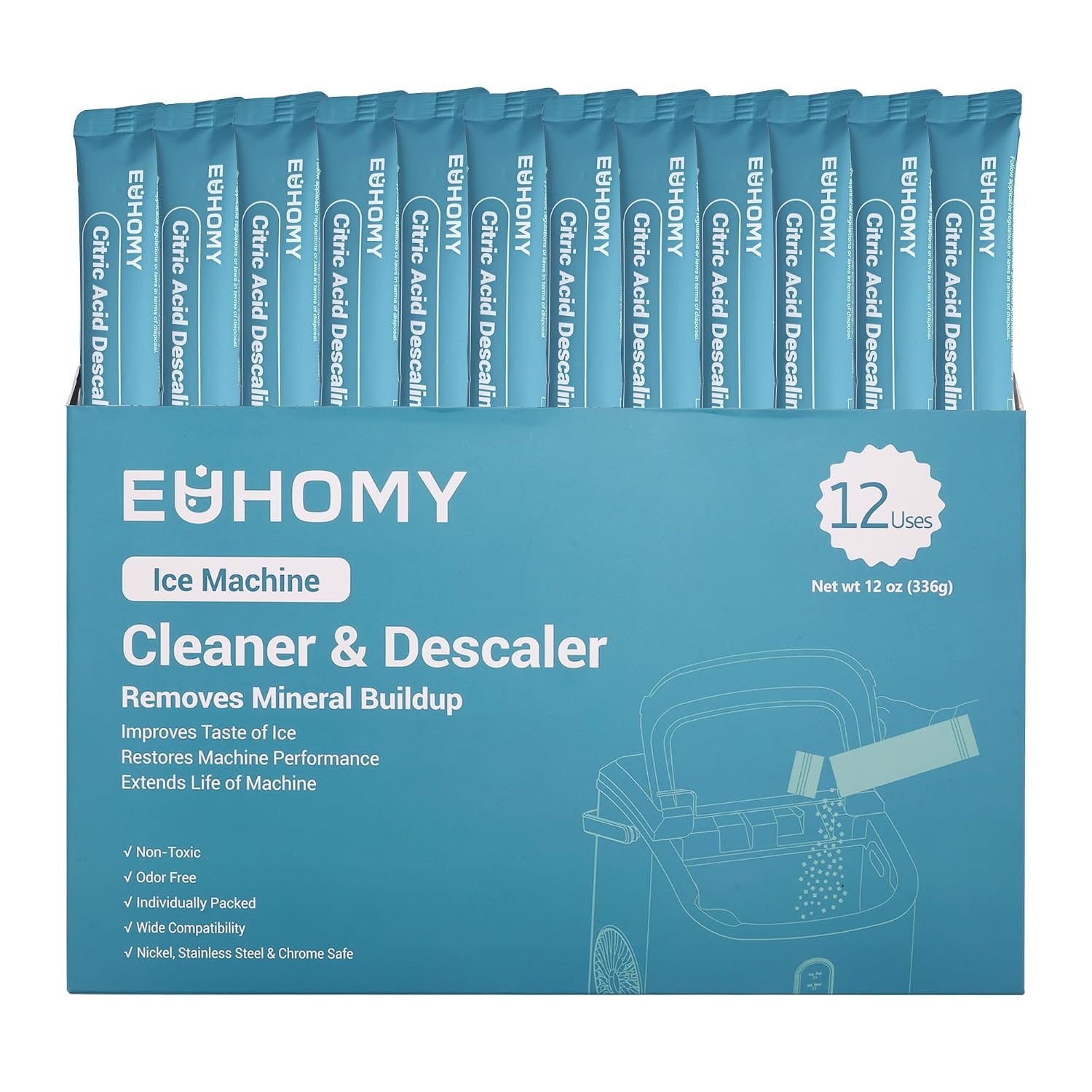 Detalle de EUHOMY PJ-IMCP-P12 Ice Maker Cleaner & Descaler, 12 Packets