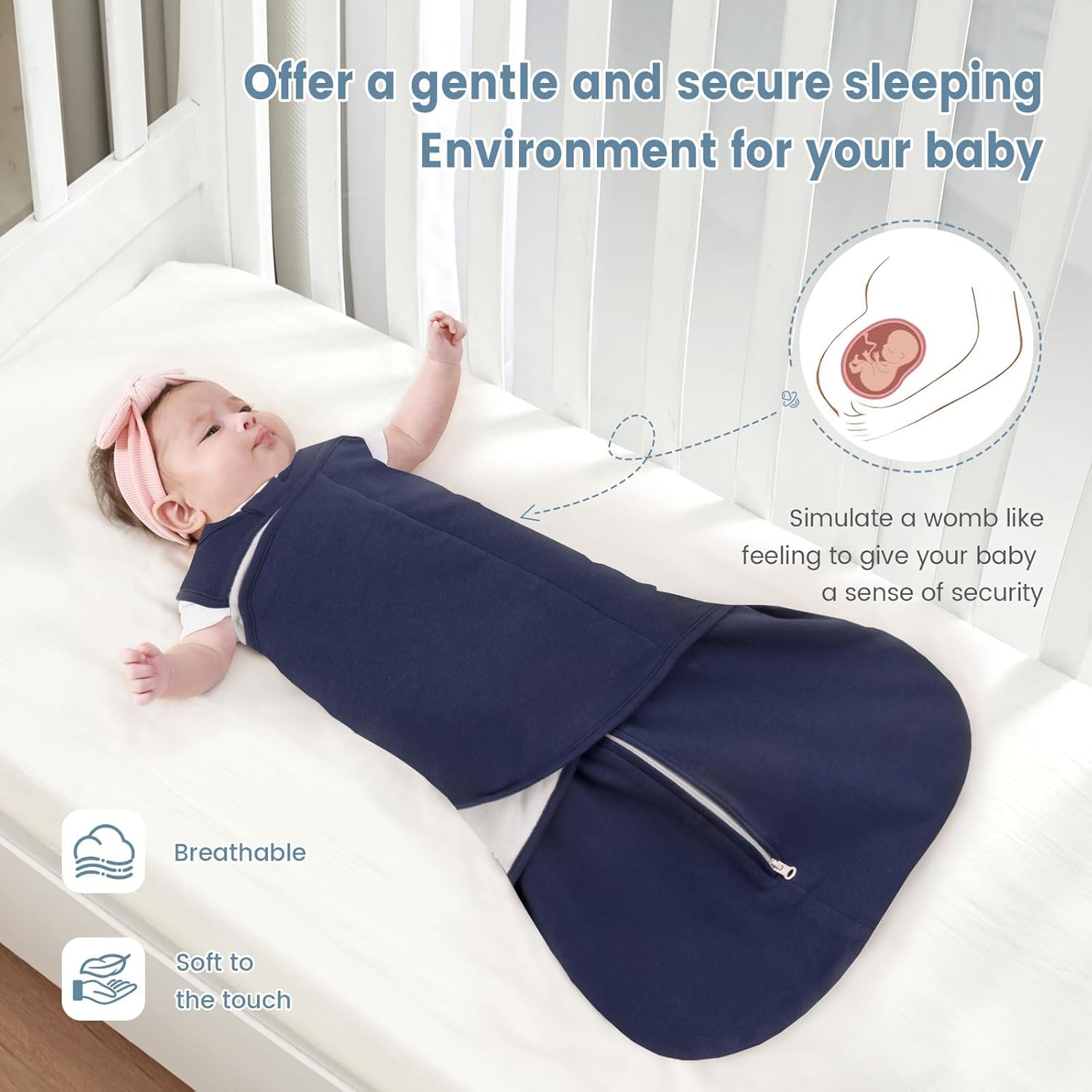 Thumbnail 4 de ZIGJOY Newborn Sleeping Bag 1.0 TOG 2 Pack (Swaddle Wrap, 100% Cotton) – Space & Blue, wearable blanket for 0–12 months