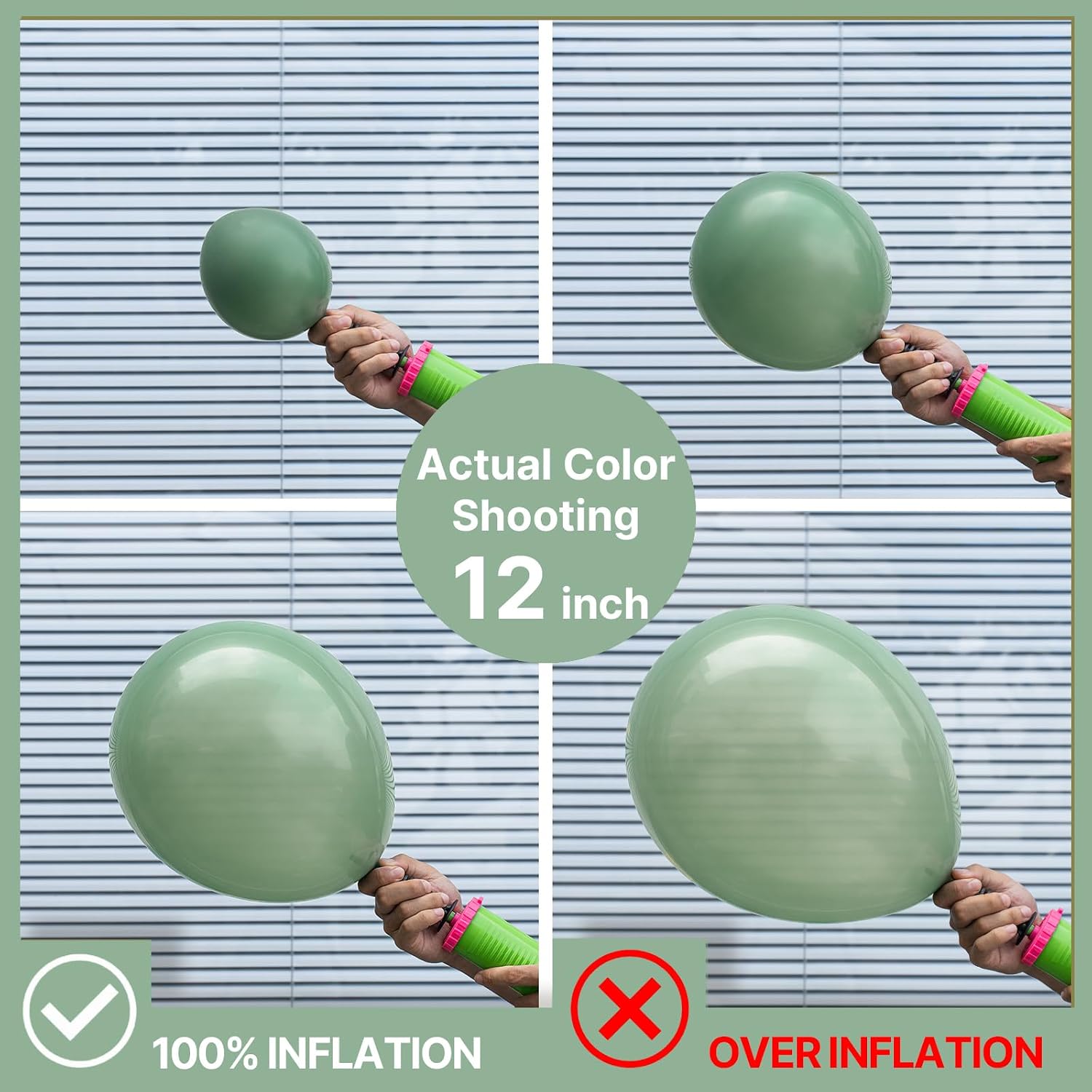 Detalle de PartyWoo Sage Green Latex Balloons Kit (100 pcs, mixed sizes)