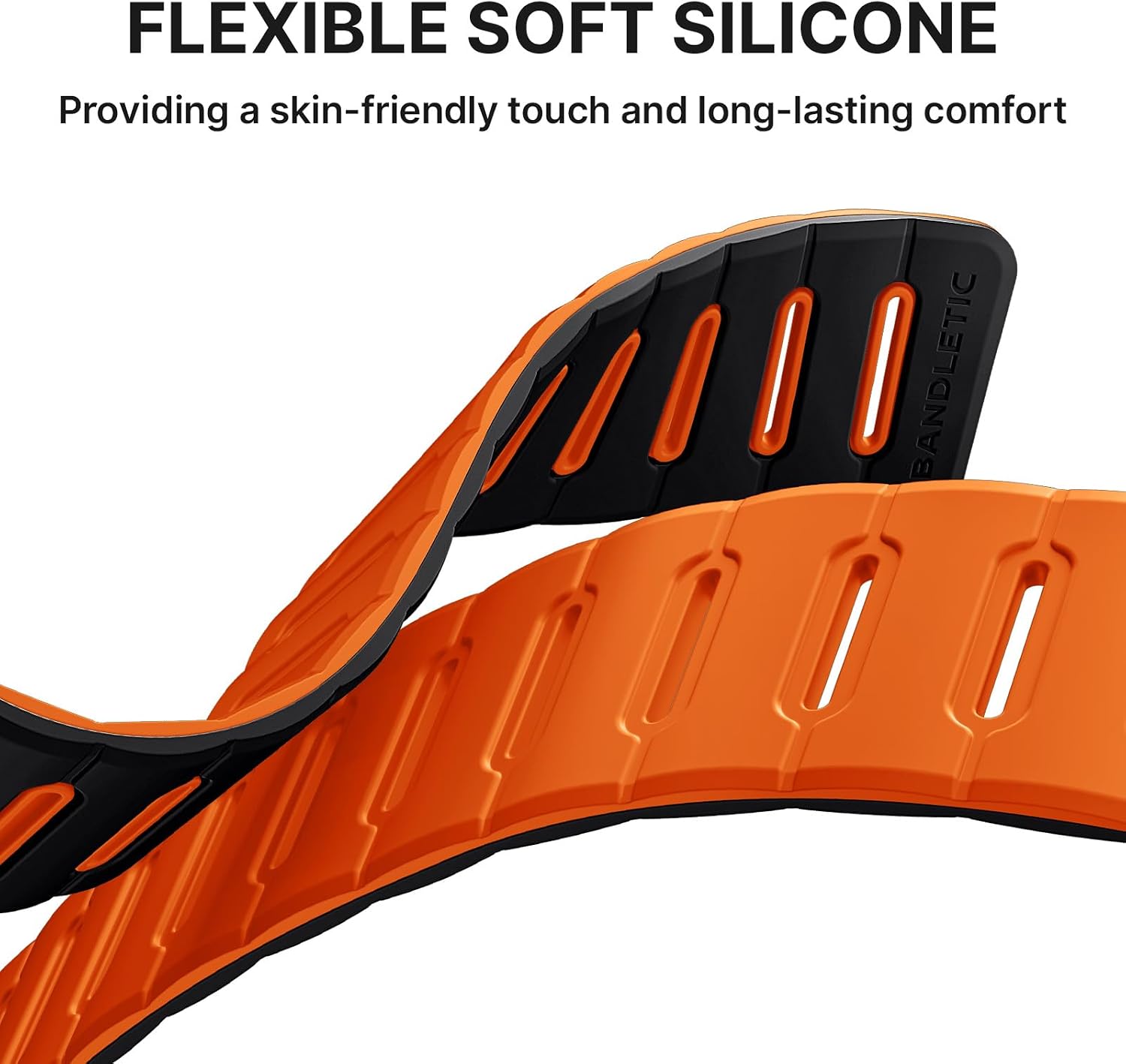 Detalle de Bandletic Double Sided Reversible Strap for Apple Watch (49–42mm) – Magnetic Silicone Sport Band