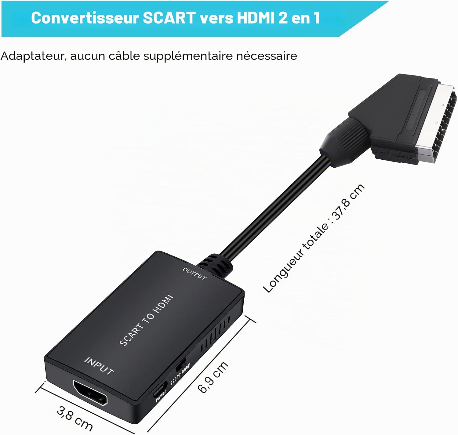 Detalle de uhddadi Adaptateur péritel vers HDMI avec câbles HDMI – Convertisseur péritel vers HDMI Full HD