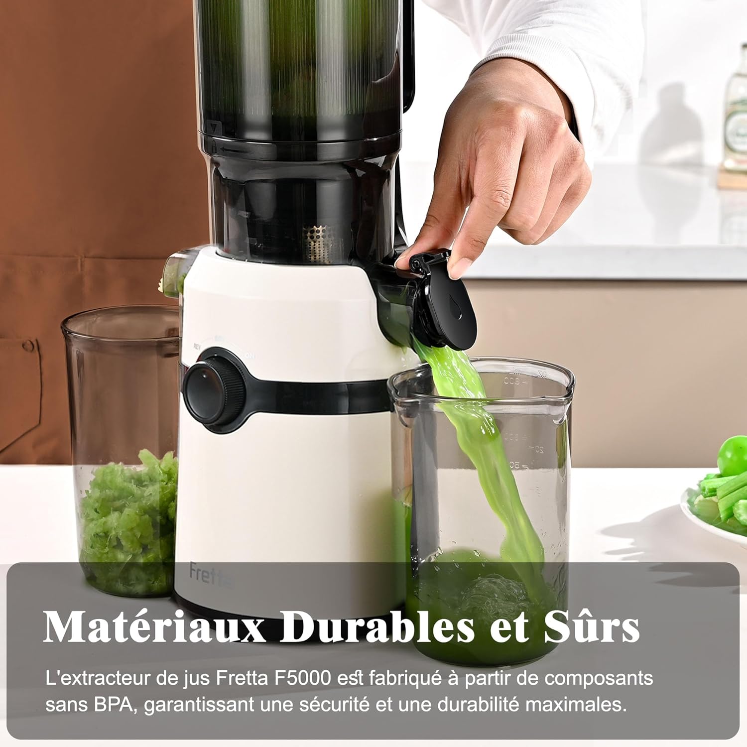 Detalle de Fretta Extracteur de Jus - Grand Ø108 mm, 1 L, Pressage à Froid, Sans BPA