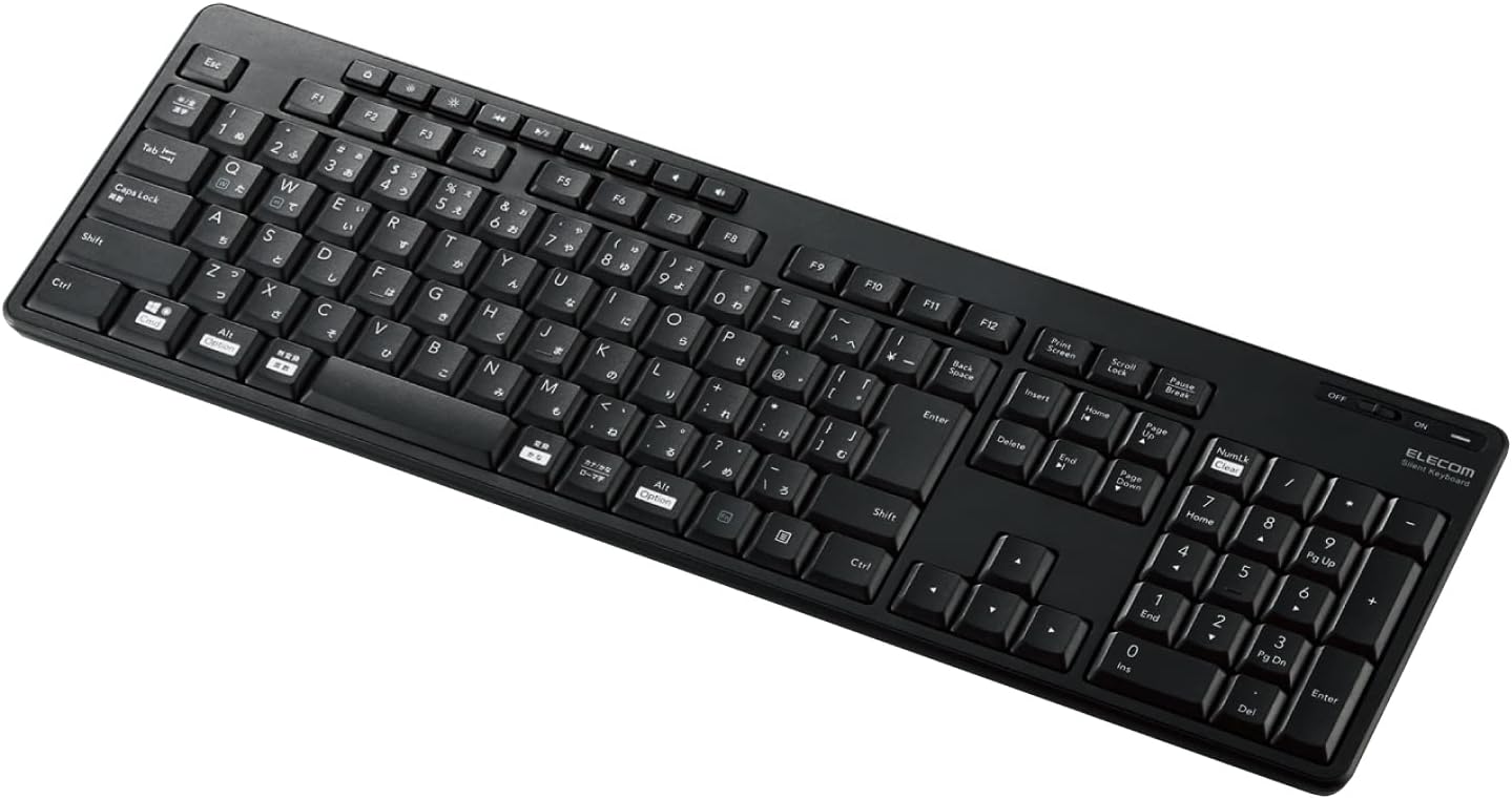 エレコム TK-FDM116SKTBK ワイヤレス静音フルキーボード 抗菌・テンキー付き ブラック