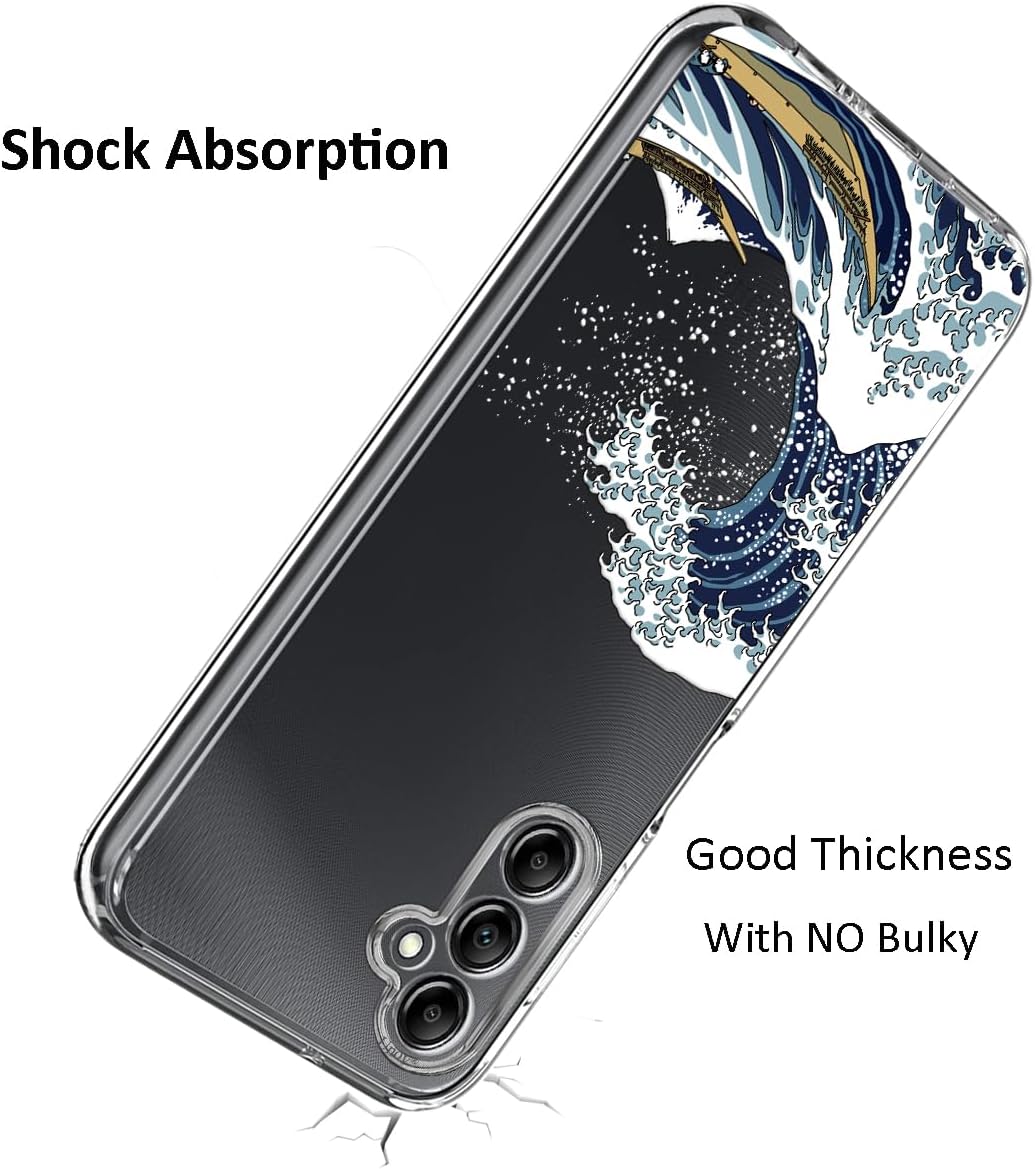 Detalle de Unov Case for Galaxy A16 5G with Art Great Wave Embossed Pattern
