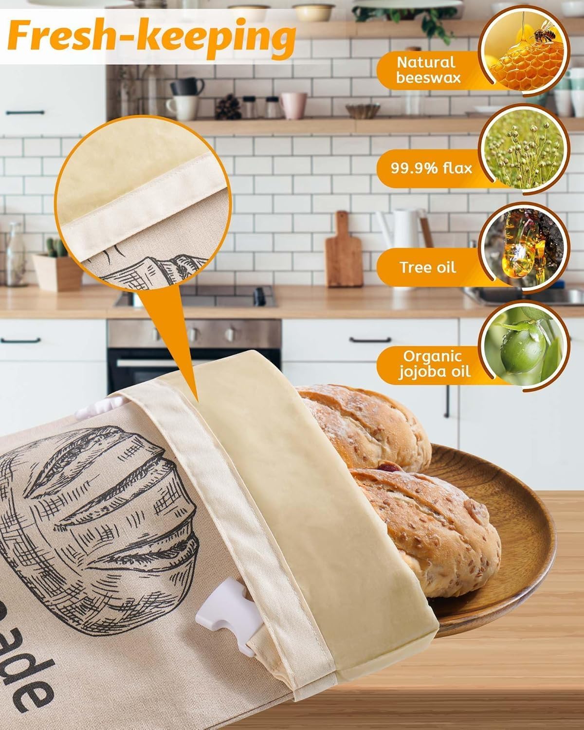 Thumbnail 1 de Beeswax Bread Bags 2 Pack for Sourdough
