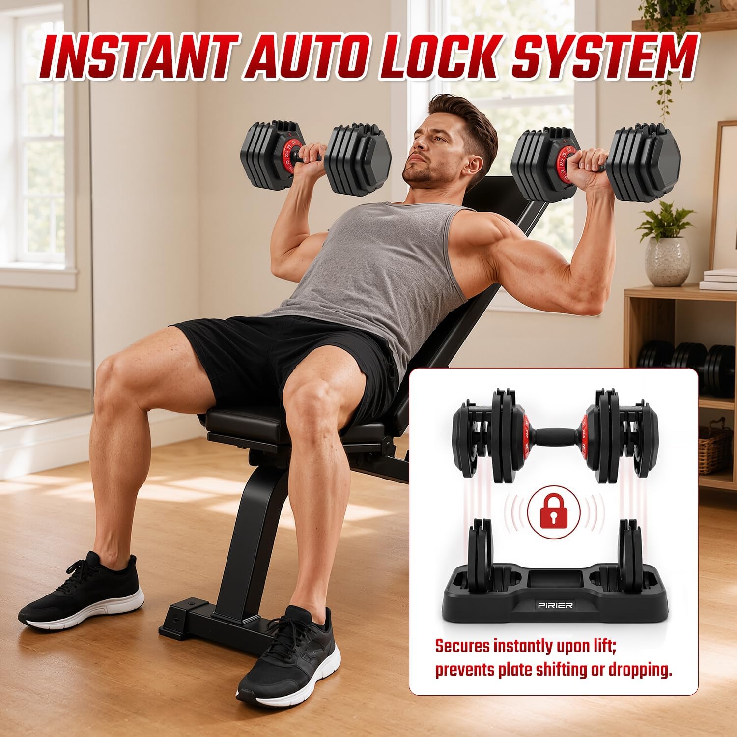 Thumbnail 5 de PIRIER Adjustable Dumbbell Set, 25 lb, 10-in-1 with One-Hand Twist Adjustment
