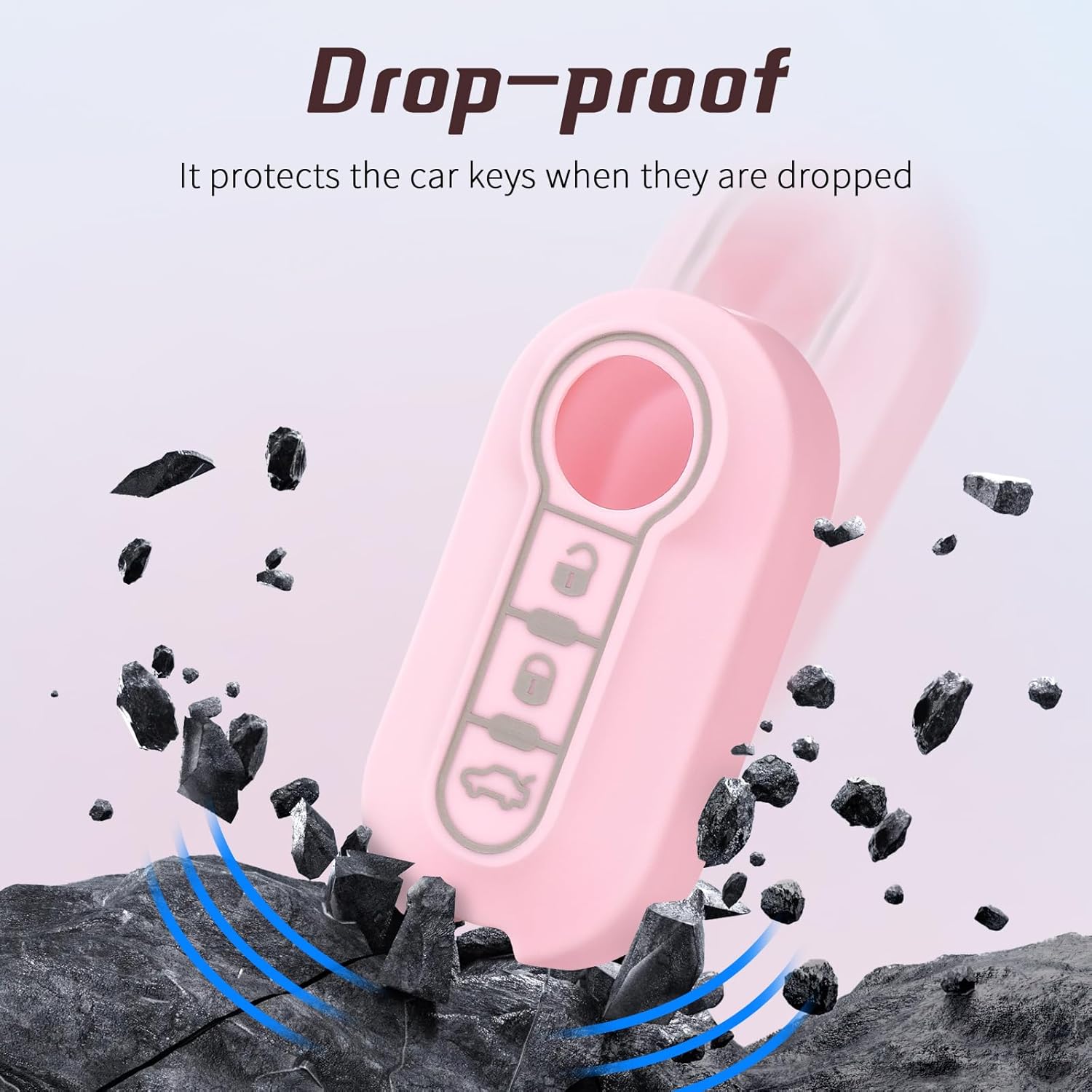 Thumbnail 4 de OFF WE GO Car Key Cover Case (TPU protective shell) – Pink for select Fiat, Lancia and more key fobs