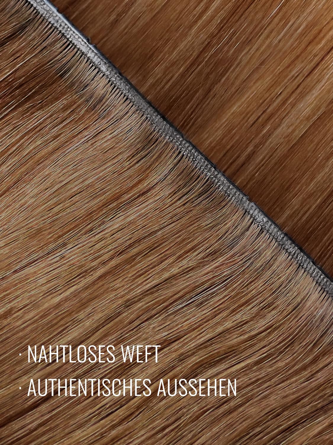 Detalle de Fshine Butterfly Extensions Rotbraun – 50 cm, 100 g, Echthaar mit PU-Weft