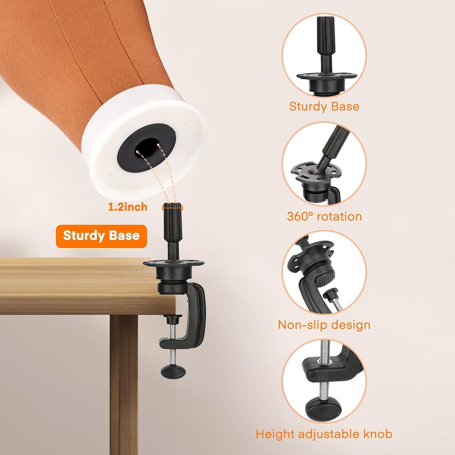 Detalle de 22-inch Canvas Head with Tripod Wig Stand – Complete Wig Making Kit