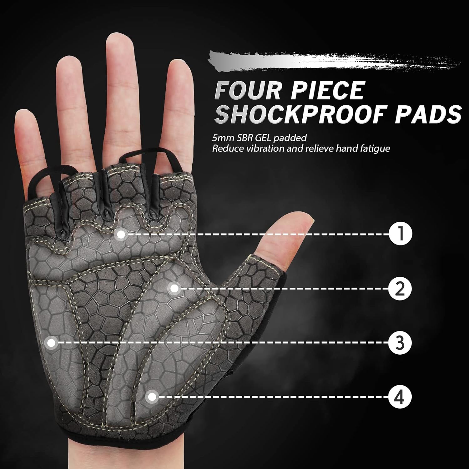 Thumbnail 1 de HTZPLOO Bike Gloves for Men and Women: Anti-Slip, Shock-Absorbing Padding, Lightweight Half-Finger Design