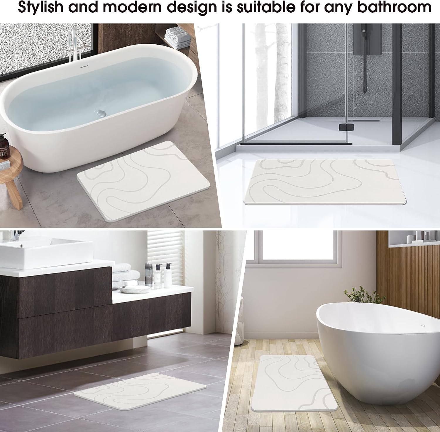Detalle de ZIKIBL Stone Bath Mat, Diatomaceous Earth