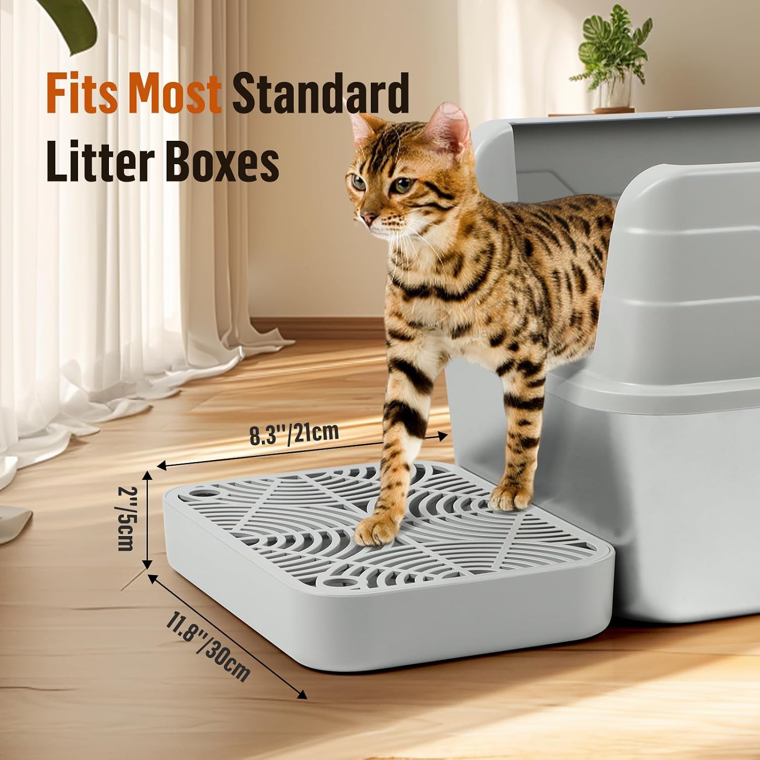 Detalle de Bartuke Plastic Cat Step Stairs with Litter Box Ramp and Filter Function (Light Grey)