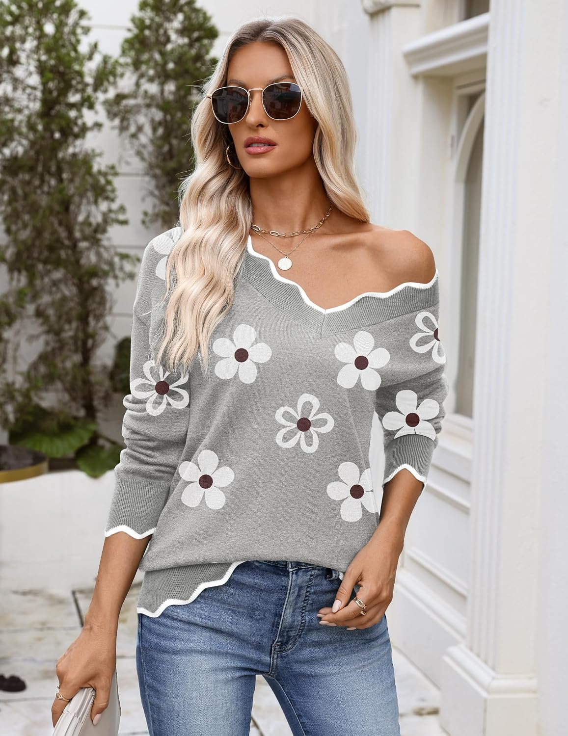 Thumbnail 3 de Zeagoo Women's V-Neck Ribbed Knit Sweater, Long Sleeve, Lightweight Loose Fit