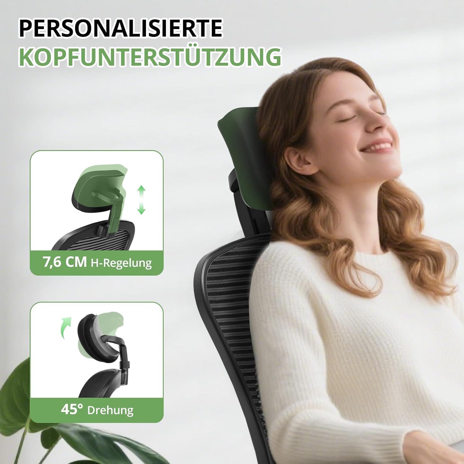 Thumbnail 4 de Synorla ergonomischer Bürostuhl mit Lordosenstütze, 150-kg-Tragkraft und 360°-Drehfunktion (Schwarz)
