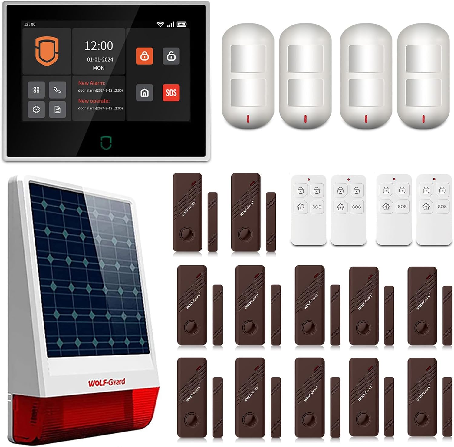 Detalle de Wolf Guard WT4F-W06 Allarme domestico 4G + WiFi touchscreen da 7" con sirena solare 110 dB e rilevatore di movimento