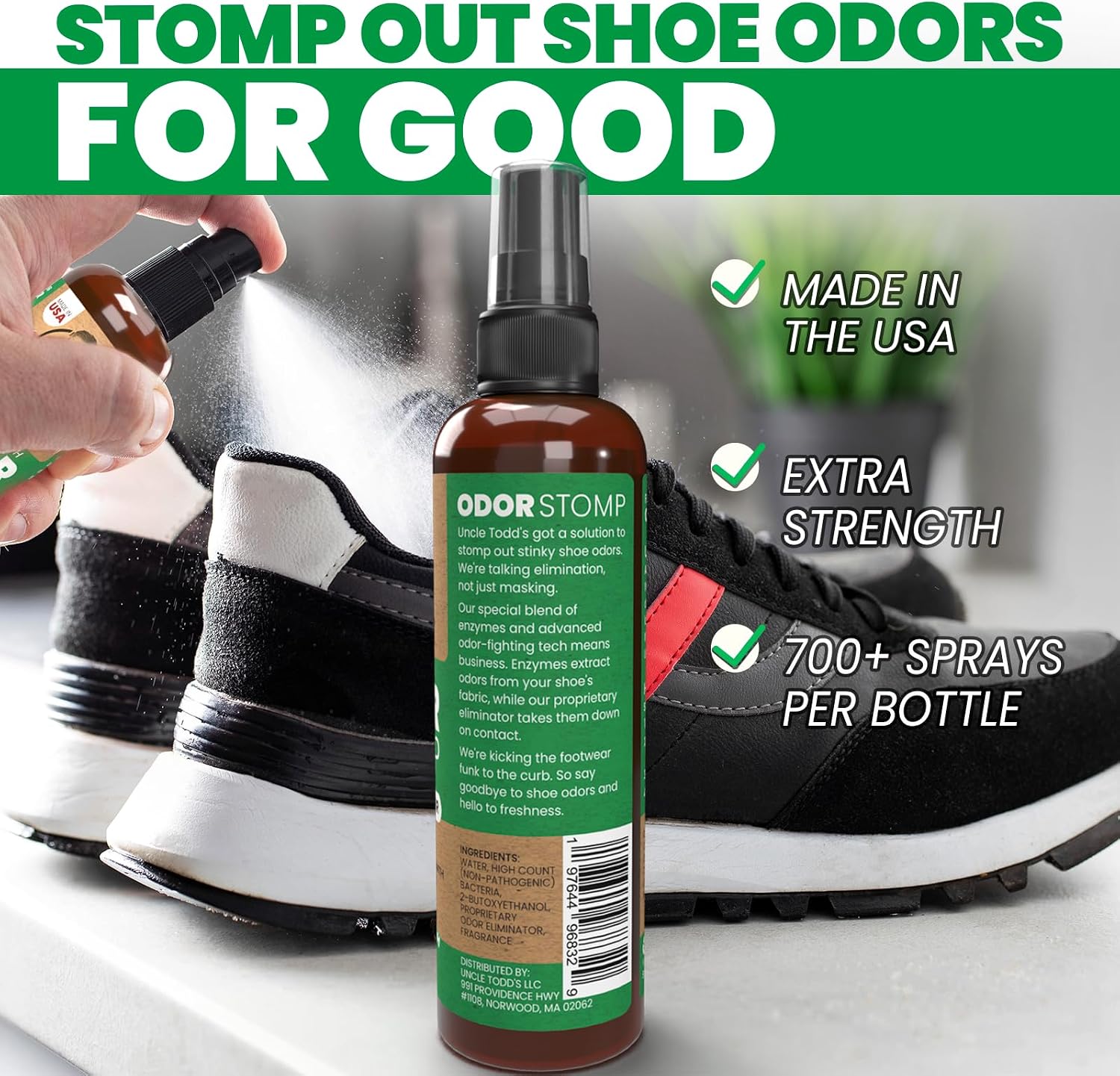 Thumbnail 1 de Uncle Todd's Shoe Deodorizer Spray with Proven Enzyme Formula (Mountain Fresh)