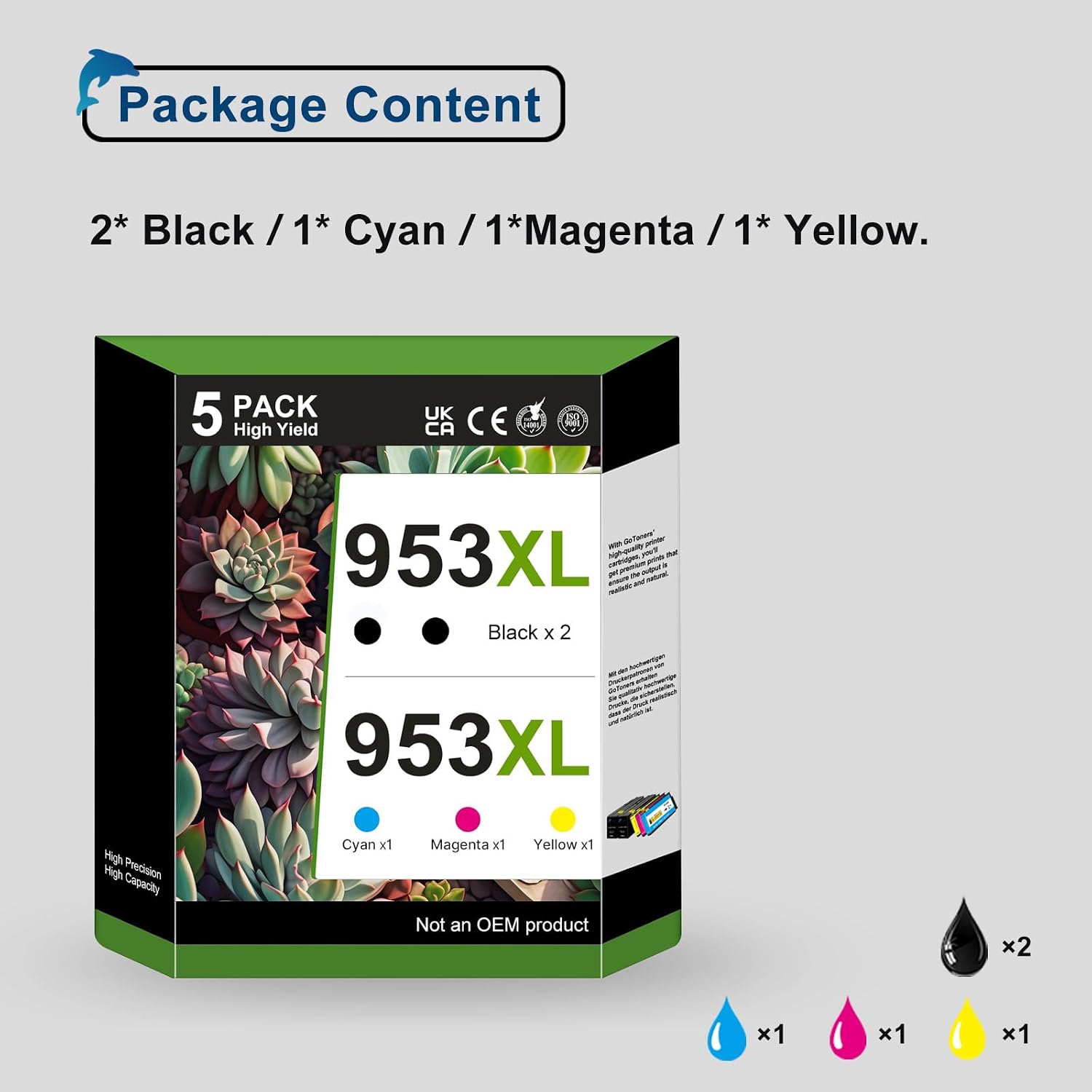 Detalle 2 de GoToners 953XL Druckerpatronen 5er-Pack 🖨