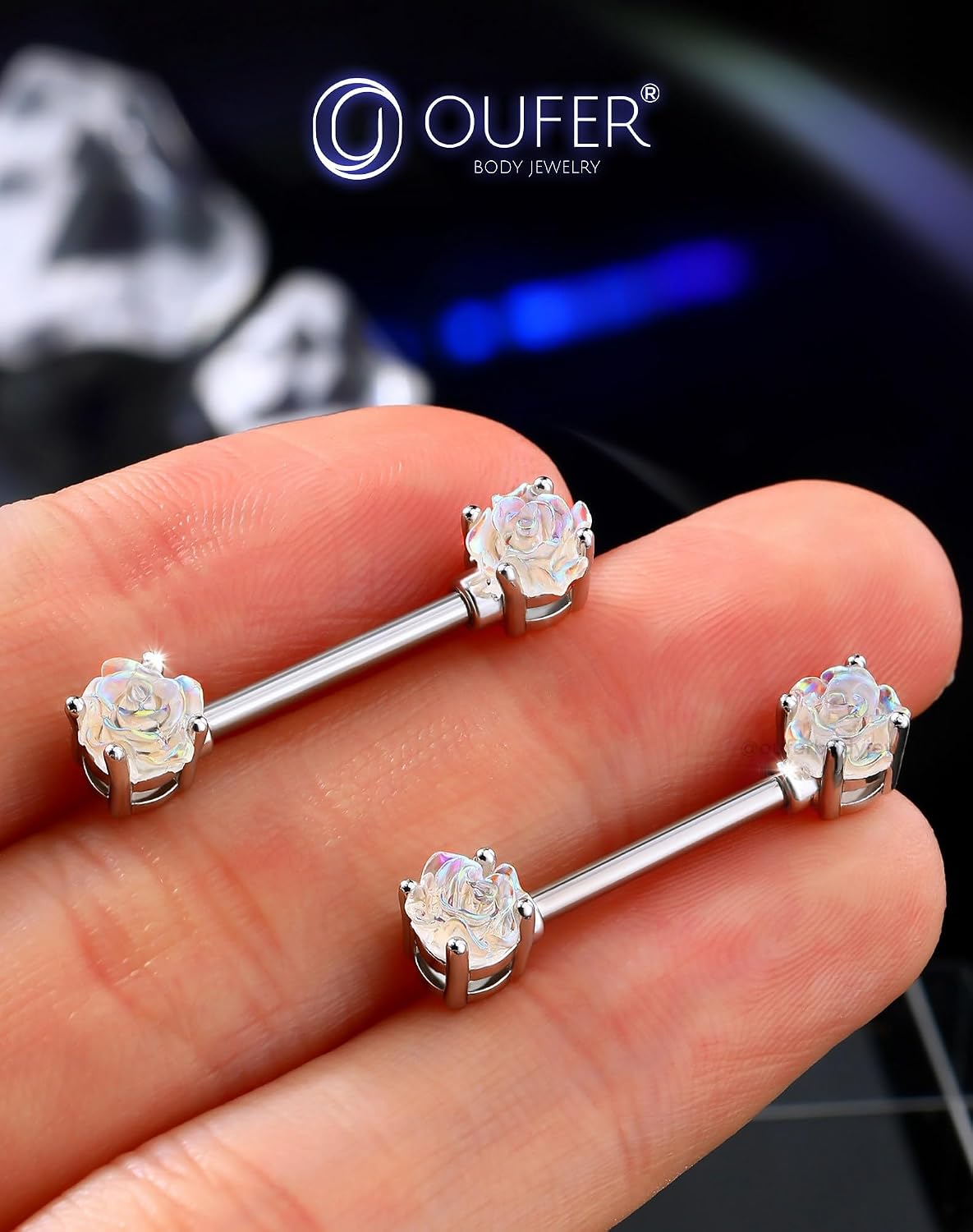 Detalle de OUFER Barres 316L 14G 14 mm Mamelon Fleur
