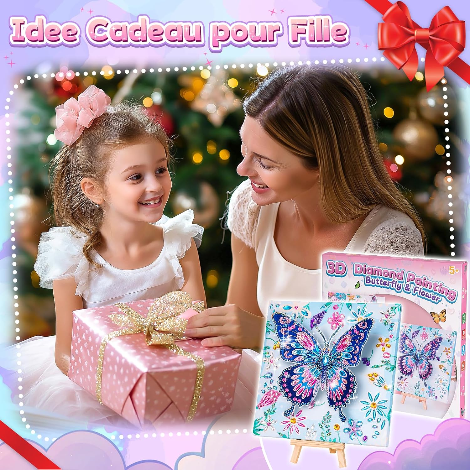 Detalle de Cadeau Diamond Painting Papillon pour Fille — Activité manuelle 6–10 ans