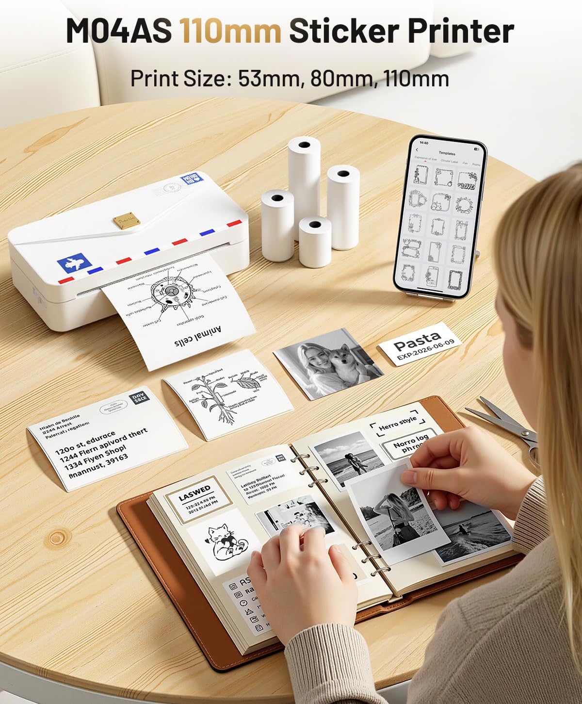 Thumbnail 1 de Phomemo M04AS mini stampante termica portatile Bluetooth da 110 mm (300 dpi)