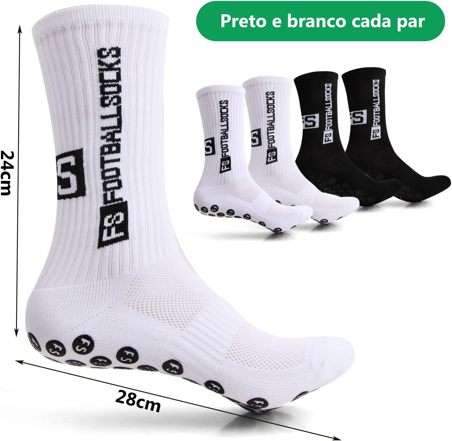 Detalle de Naseom : 2 paires de chaussettes de football antidérapantes — confort universel et adhérence fiable